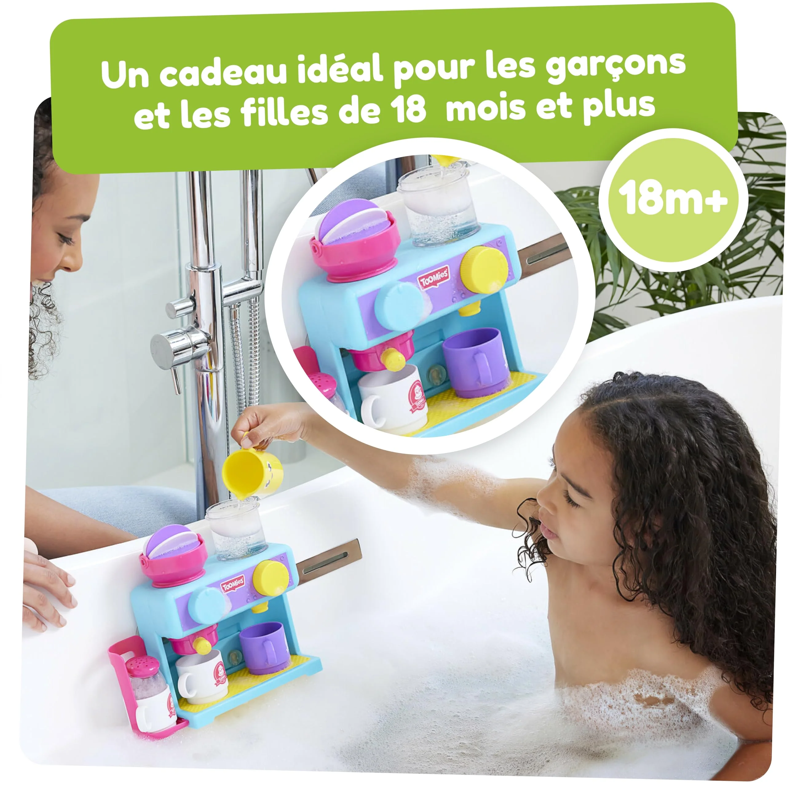 Tomy Toomies Bade-Barista – Wandmontiertes Baby-Badespielzeug als Café & Schaumbad-Spielküche für Kleinkinder – Küchen-Set: 3 Tassen, 1 Krug, 1 Shaker – ab 18 Monaten für Mädchen & Jungen - Image 7