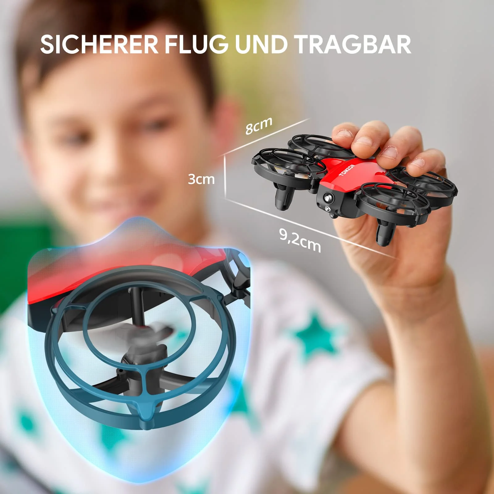 Tomzon mini Drohne für Kinder Anfänger RC Quadrocopter mit 24min Lange Flugzeit, Kampfdrohne mit 360° Propellerschutz, Flugzeug ferngesteuert Spielzeug Drohne Werfen Go/3D Flip/Kreisflug, Nano Drone - Image 5