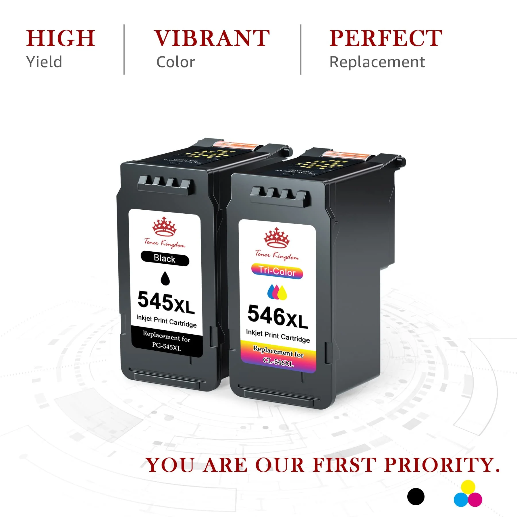 Toner Kingdom PG-545XL CL-546XL Kompatibel für Canon Druckerpatronen 545 546 XL für Canon TS3450 Tintenpatronen für Pixma TS3350 TS3150 TS3351 TS3452 TR4550 TR4551 TR4650 MX495 Tinte (Schwarz, Farbe) - Image 3