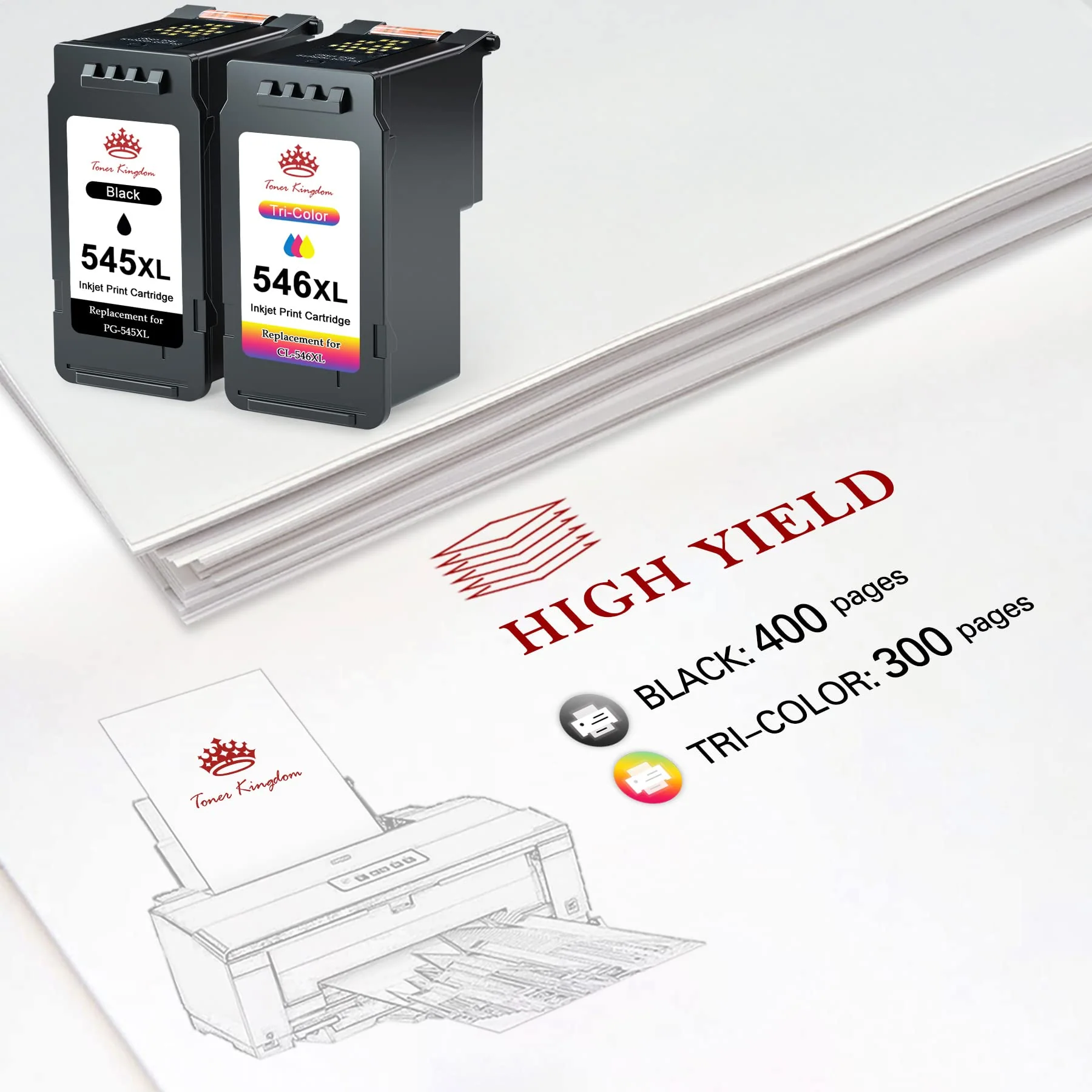 Toner Kingdom PG-545XL CL-546XL Kompatibel für Canon Druckerpatronen 545 546 XL für Canon TS3450 Tintenpatronen für Pixma TS3350 TS3150 TS3351 TS3452 TR4550 TR4551 TR4650 MX495 Tinte (Schwarz, Farbe) - Image 6