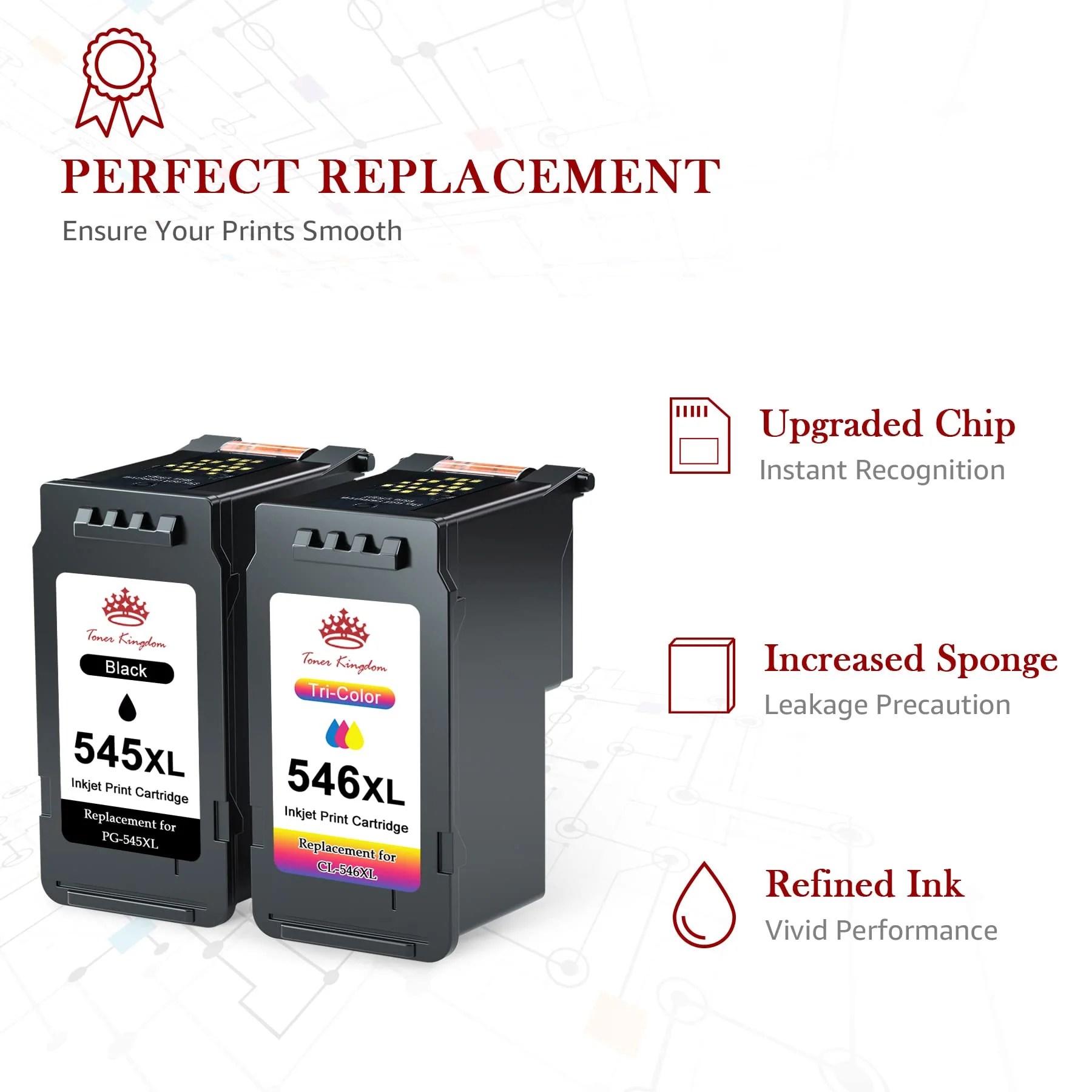 Toner Kingdom PG-545XL CL-546XL Kompatibel für Canon Druckerpatronen 545 546 XL für Canon TS3450 Tintenpatronen für Pixma TS3350 TS3150 TS3351 TS3452 TR4550 TR4551 TR4650 MX495 Tinte (Schwarz, Farbe) - Image 8