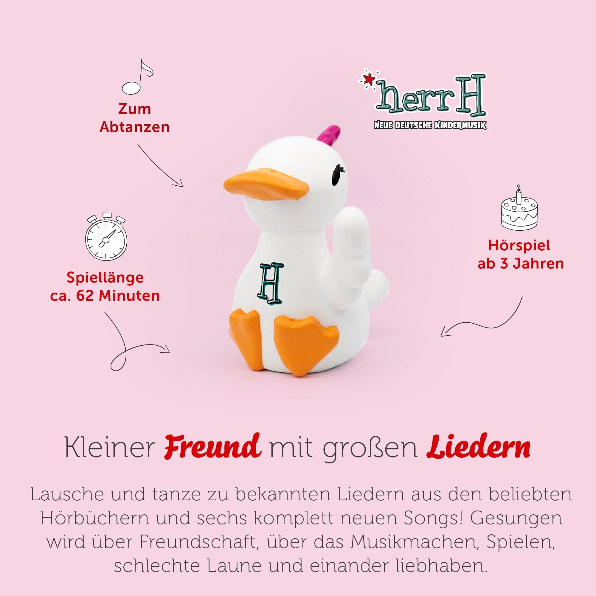 tonies Hörfigur für Toniebox, herrH – Emma, die Ente – Das Beste von herrH, Kinderlieder für Kinder ab 3 Jahren, Spielzeit ca. 62 Minuten - Image 5