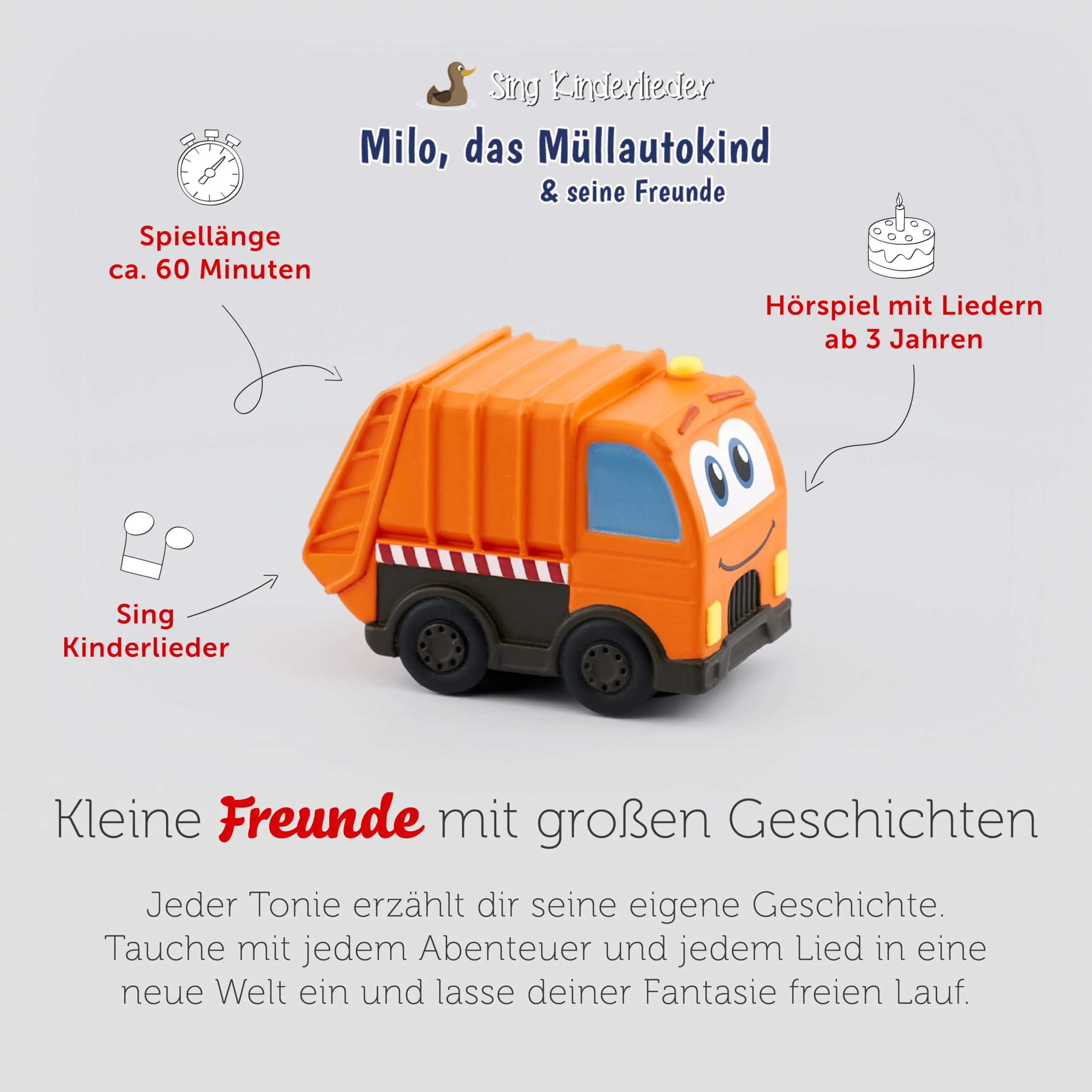 tonies Hörfigur für Toniebox, Sing Kinderlieder – Milo, das Müllautokind & Seine Freunde: Abenteuer in der großen Stadt, Kinderlieder für Kinder ab 3 Jahren, Spielzeit ca. 60 Minuten - Image 5