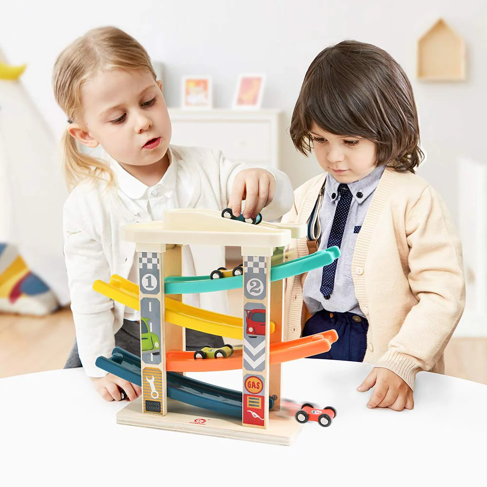 TOP BRIGHT Kugelbahn Autorennbahn aus Holz mit 4 Autos - Kinderspielzeug Geschenke für Kinder, Baby Spielzeug ab 1 Jahr Jungen und Mädchen - Image 6
