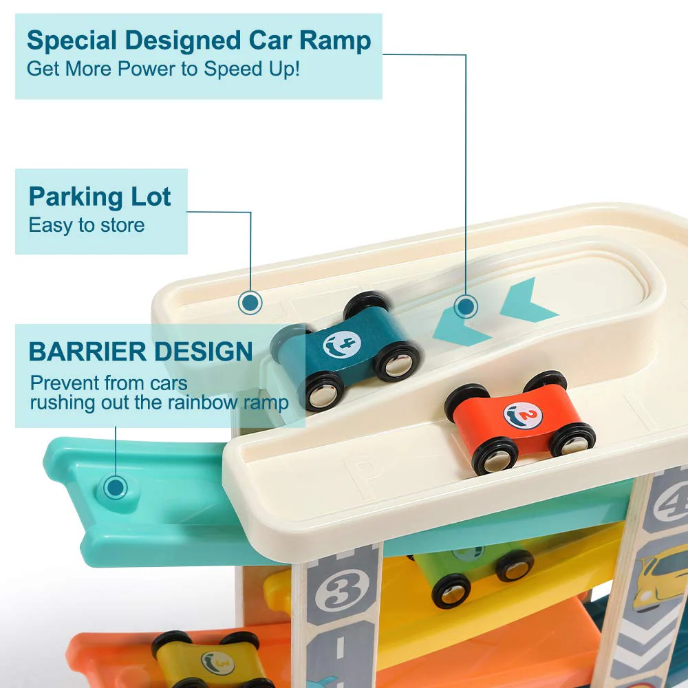 TOP BRIGHT Kugelbahn Autorennbahn aus Holz mit 4 Autos - Kinderspielzeug Geschenke für Kinder, Baby Spielzeug ab 1 Jahr Jungen und Mädchen - Image 7