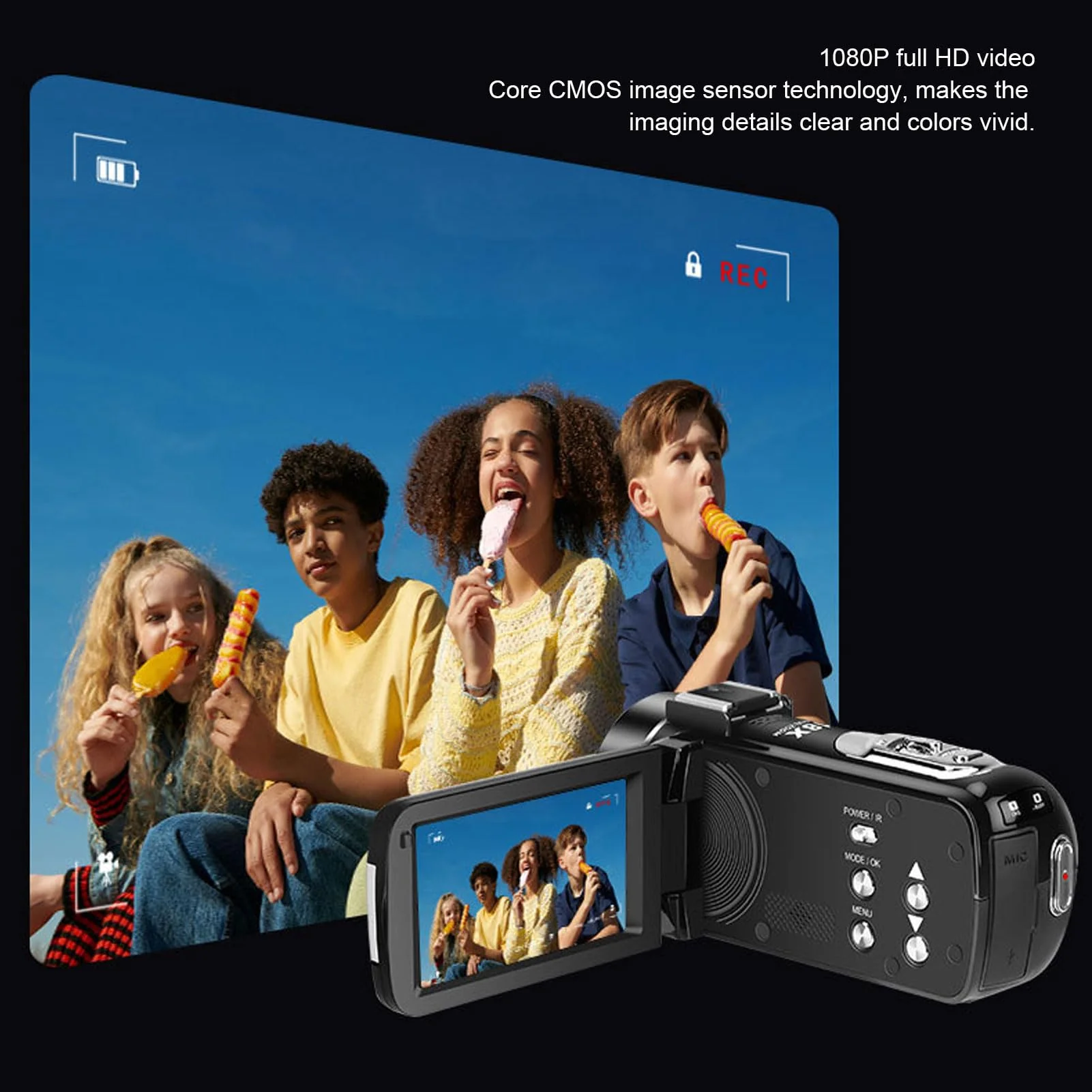 Topiky Videokamera Camcorder, 270 Grad Drehbarer LCD 18 Fach Zoom Camcorder, IR Nachtsicht Vlogging Kamera Recorder, Webcam Videokamera, Digitalkamera mit Pausenfunktion (Black) - Image 9