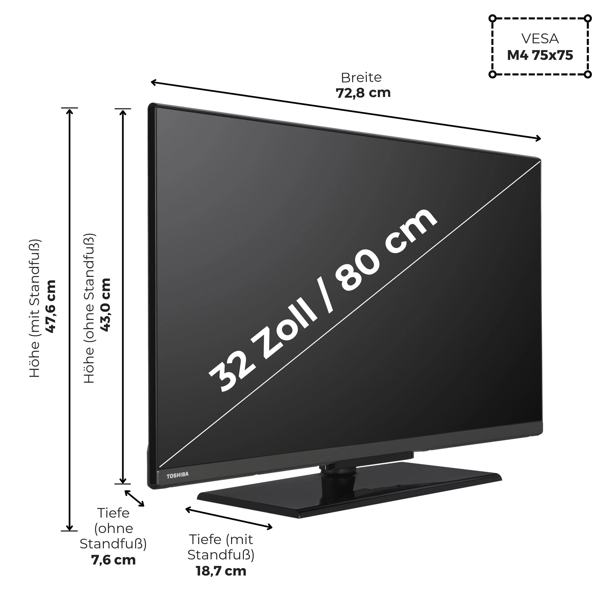 Toshiba Fernseher 32 Zoll Smart TV VIDAA HD Fernseher HDR Smart TV mit Triple-Tuner und Bluetooth, LED TV 32WV3F63DA - Image 11