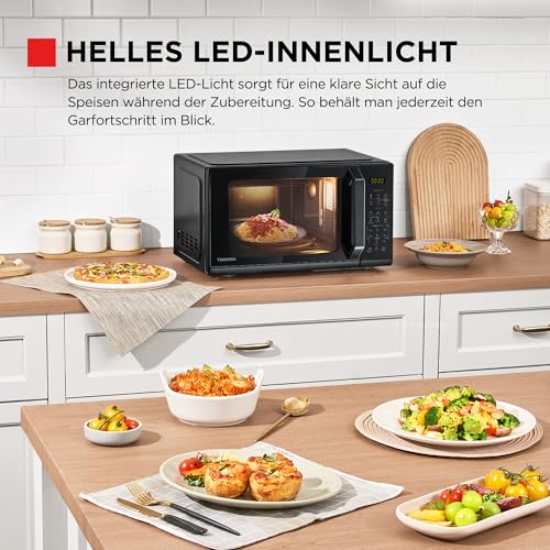 TOSHIBA Mikrowelle in spiegelndem Schwarz, 20 Liter, 800W, digitale Solo-Klein Mikrowelle mit 11 Leistungsstufen, 6 Automatikprogrammen, Express-Kochfunktion, Auftauen, Digitaldisplay, MW3-EM20PE(BM) - Image 2