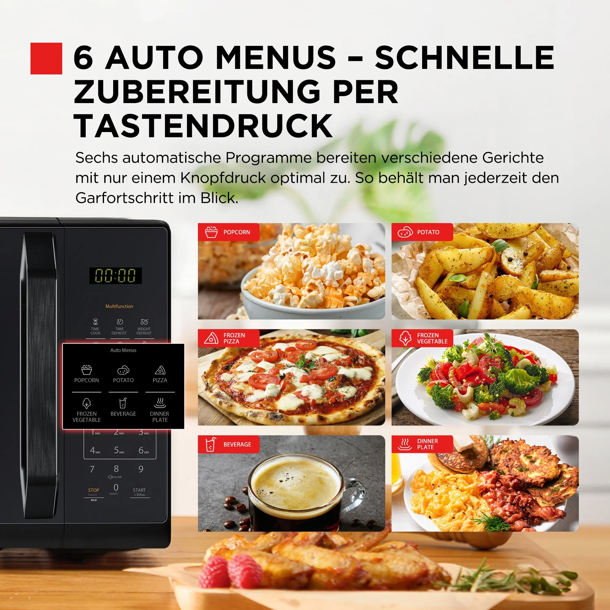 TOSHIBA Mikrowelle in spiegelndem Schwarz, 20 Liter, 800W, digitale Solo-Klein Mikrowelle mit 11 Leistungsstufen, 6 Automatikprogrammen, Express-Kochfunktion, Auftauen, Digitaldisplay, MW3-EM20PE(BM) - Image 6
