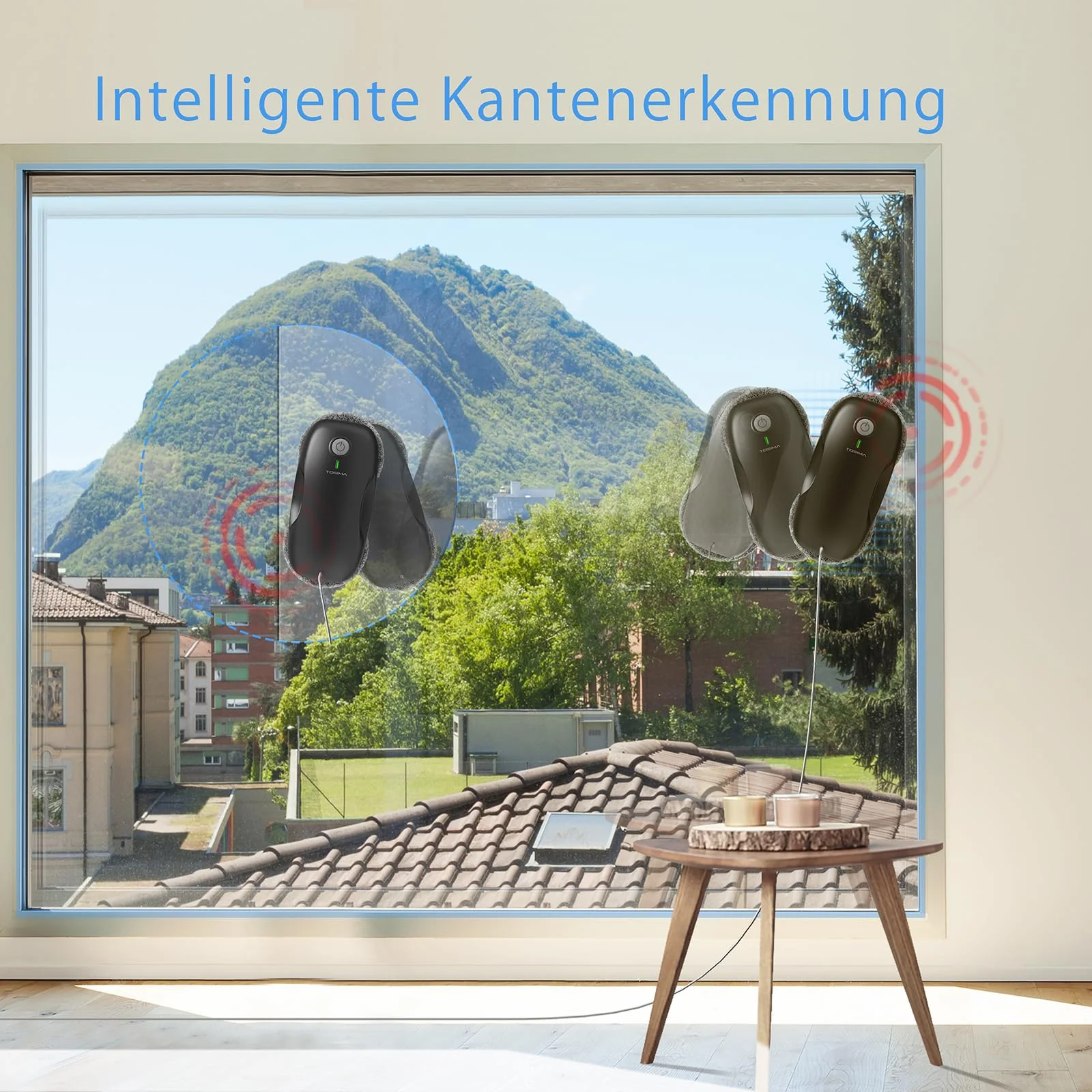 Tosima W2 Fensterputzroboter 3800PA, Fensterputzer Elektrisch- mit Dreifachem Sicherheitssystem, Intelligenter Navigation, Fernbedienung, für Alle Glatten Oberflächen, mit 12 Tüchern (6 Paare) - Image 4