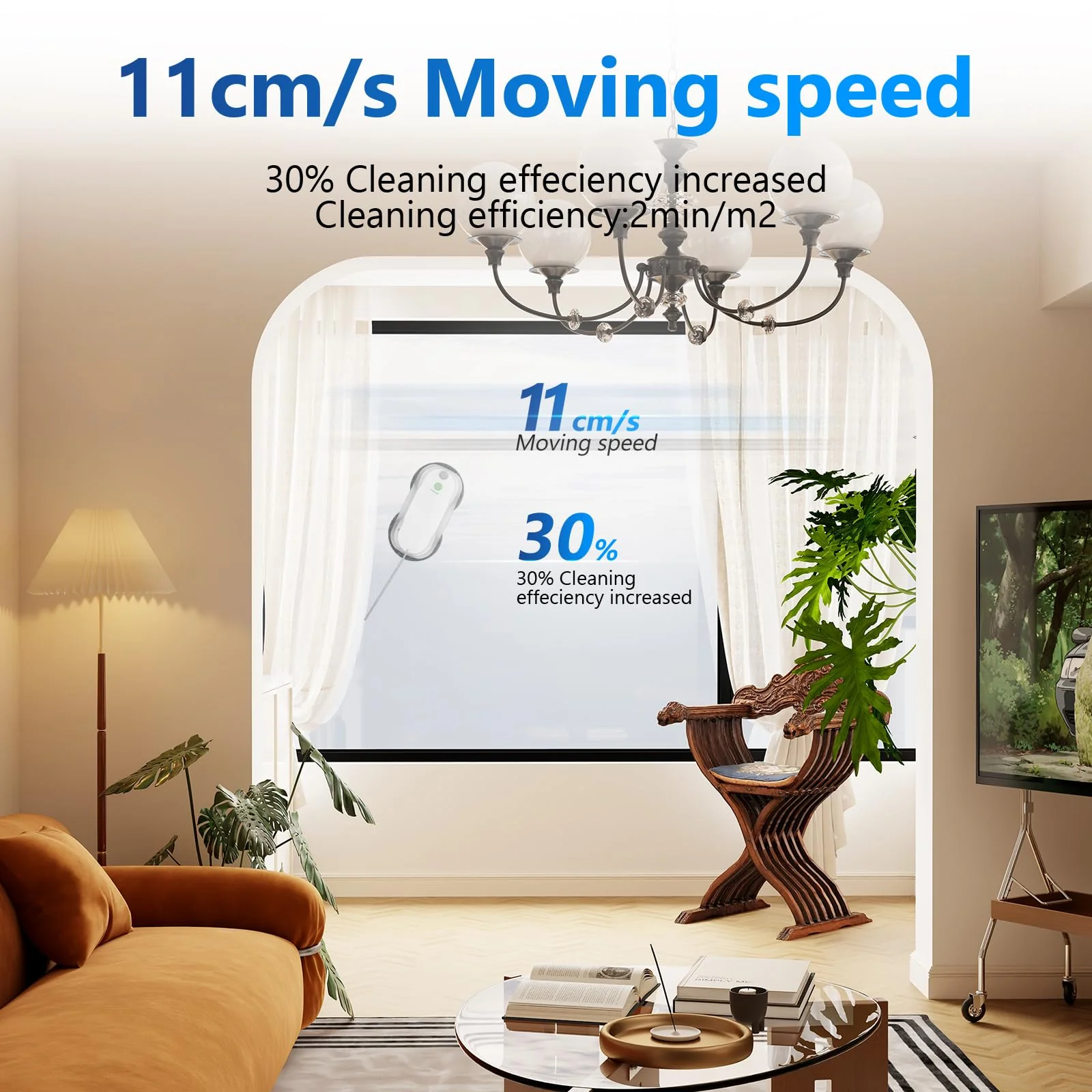 Tosima W5 Fensterputzroboter- Fensterroboter mit doppelter Düse,Einzigartige Variable Frequenzabsaugung, dreifaches Sicherheitssystem, Kantenerkennungsfunktion, intelligente Navigation (Weiß) - Image 6