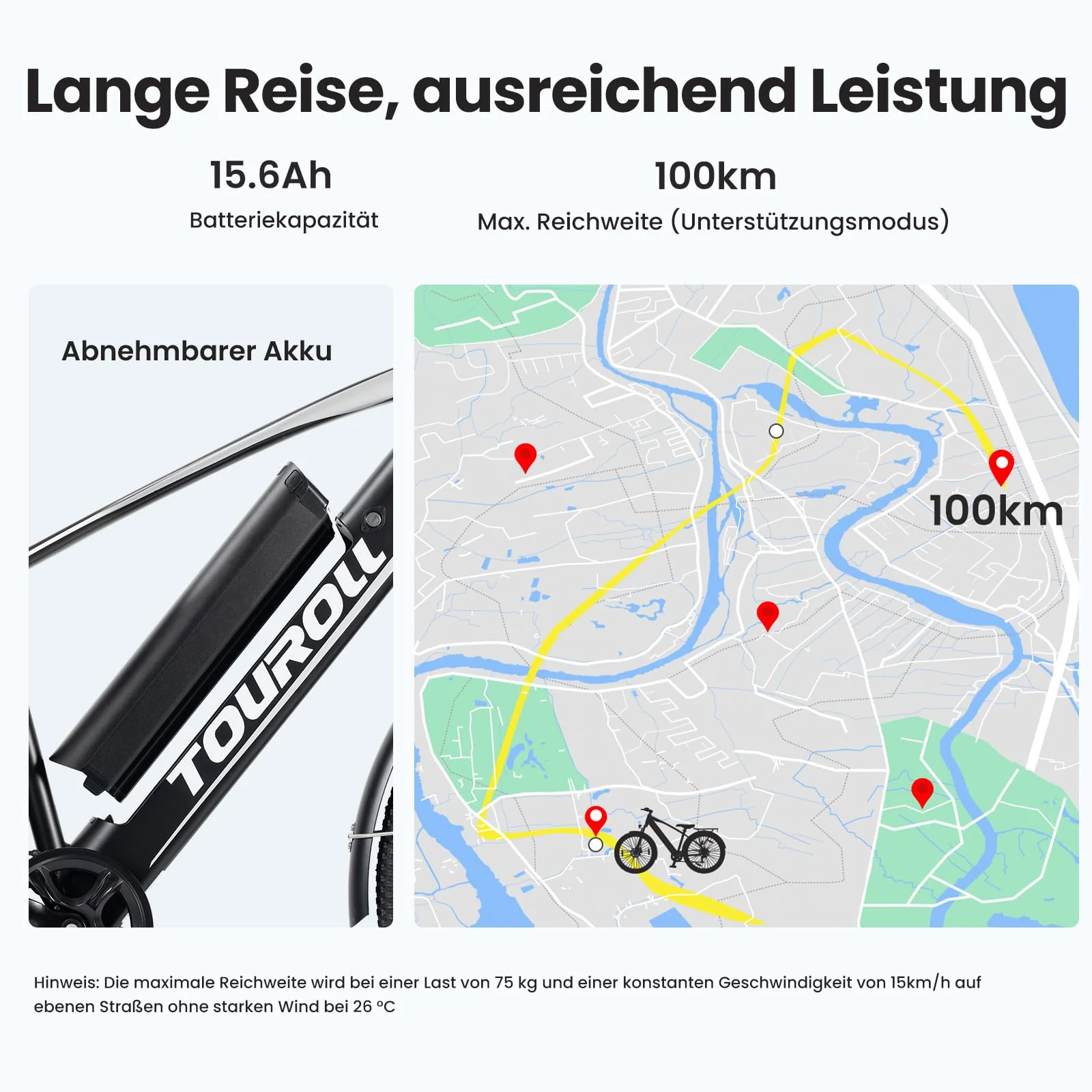 Touroll 27,5 Zoll E Bike, Elektrofahrrad E-Bike Herren Damen mit 36V 15.6Ah 561.6Wh Akku, Bis zu 100KM, 250W Motor, E-Fahrrad mit 7-Gang-Getriebe, Pedelec Citybike EBike für Trekking J1 - Image 8