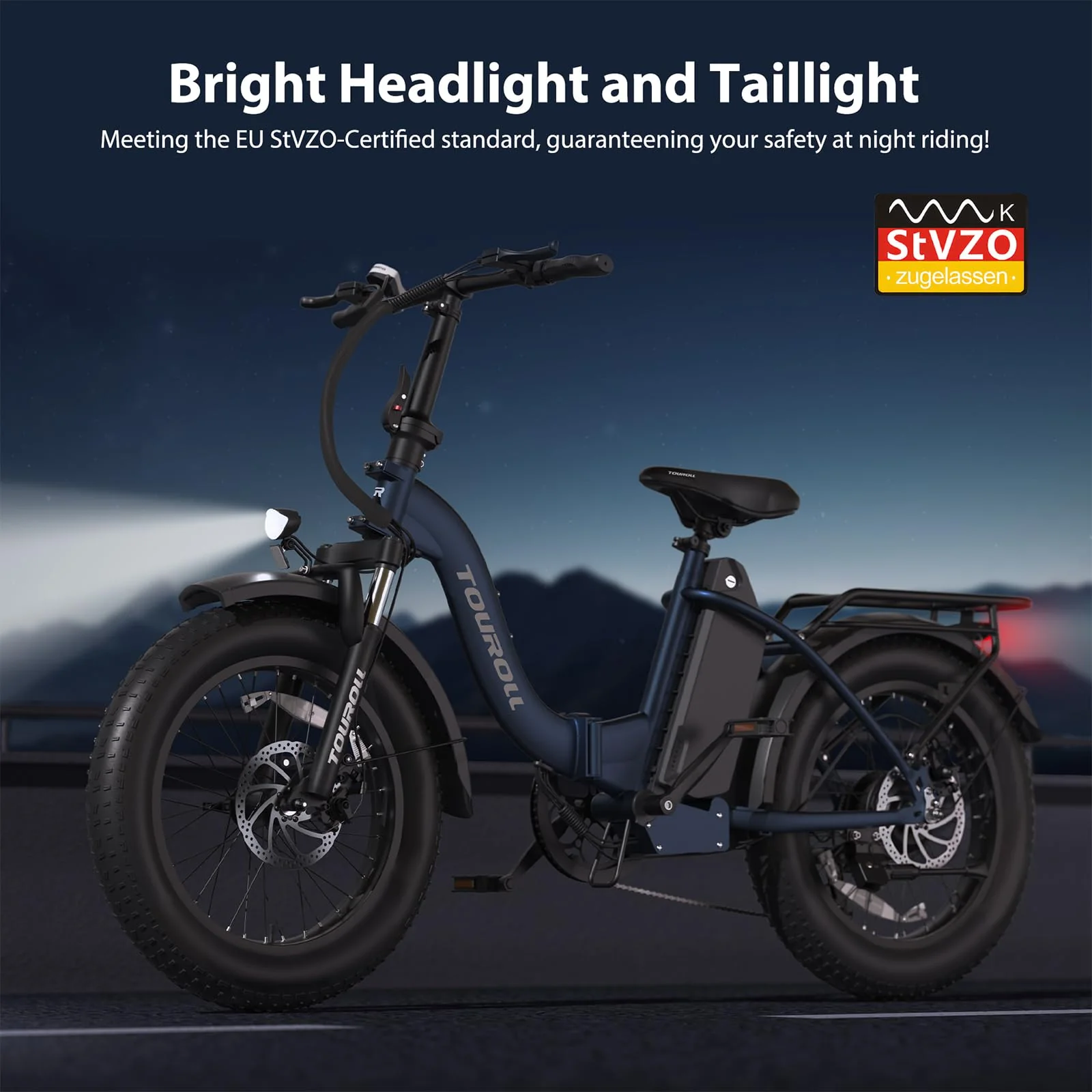 Touroll Klapprad E Bike, 20 * 4 Zoll Elektrofahrräder mit 48v 15Ah Akku, 25km/h, Reichweite bis zu 120-150km, 250W 55N.M Motor E-Bike mit 7-Gang, LCD-Display, Elektrofahrrad für Herren Damen - Image 3