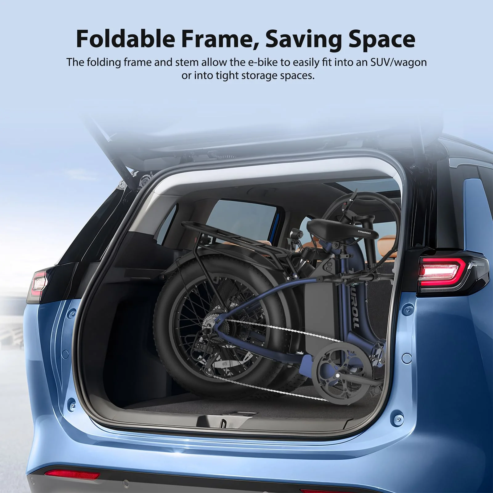Touroll Klapprad E Bike, 20 * 4 Zoll Elektrofahrräder mit 48v 15Ah Akku, 25km/h, Reichweite bis zu 120-150km, 250W 55N.M Motor E-Bike mit 7-Gang, LCD-Display, Elektrofahrrad für Herren Damen - Image 5
