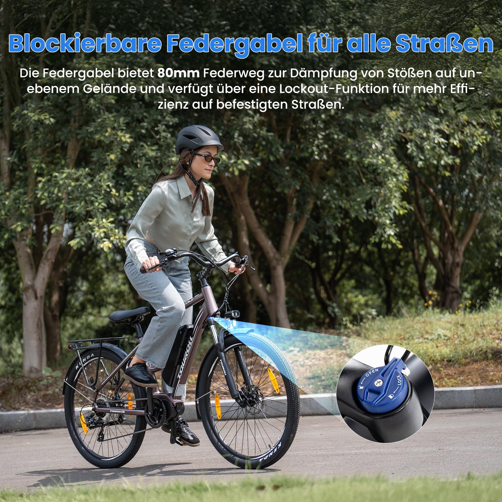 Touroll MA2 27.5'' E-Bike für Erwachsene, Cityräder Elektrofahrrad mit 250W 70N.M Mittelmotor Motor und 36V 468Wh Akku, Reichweite 100km, Hydraulische Scheibenbremse Ebikes für Herren Damen (Braun) - Image 4