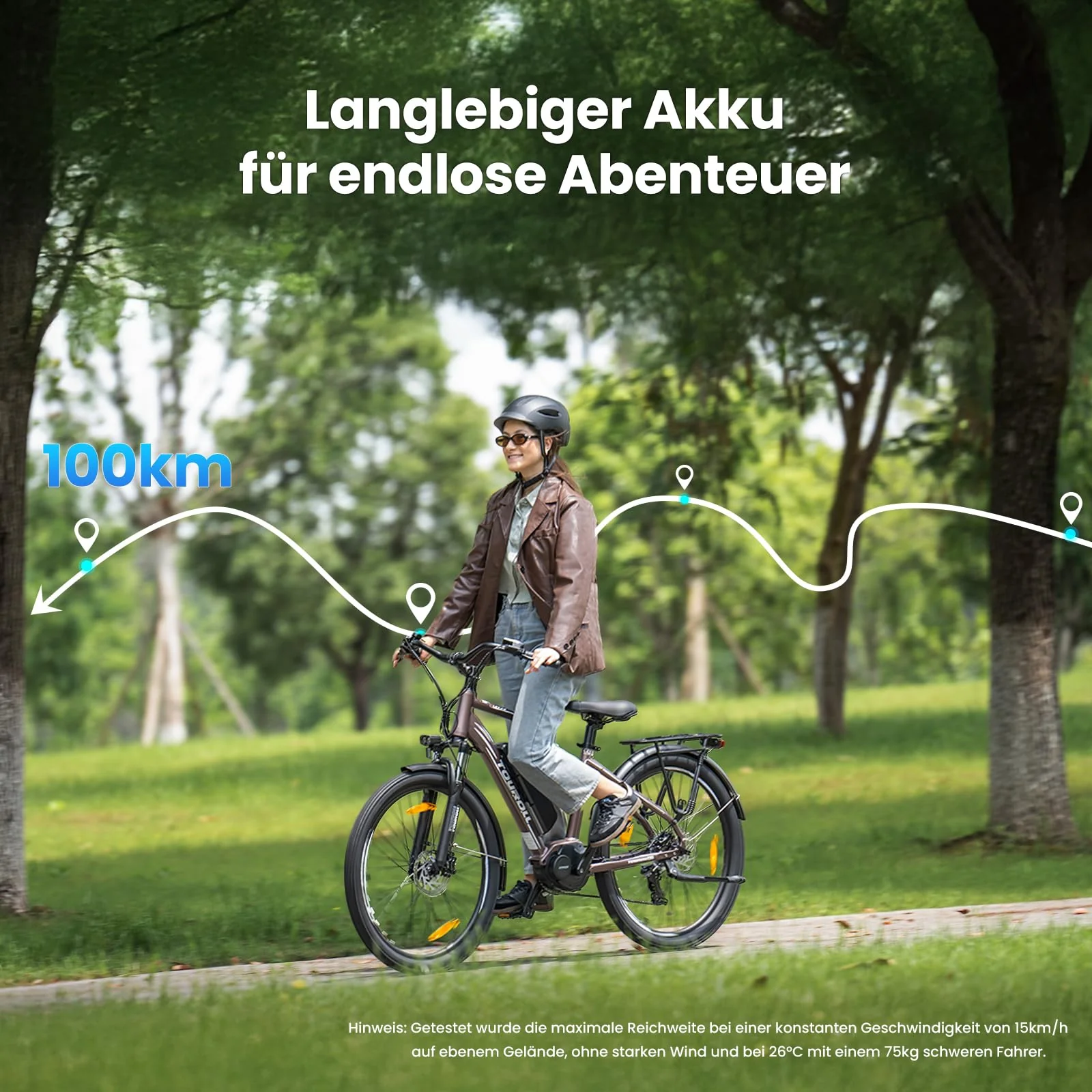 Touroll MA2 27.5'' E-Bike für Erwachsene, Cityräder Elektrofahrrad mit 250W 70N.M Mittelmotor Motor und 36V 468Wh Akku, Reichweite 100km, Hydraulische Scheibenbremse Ebikes für Herren Damen (Braun) - Image 7