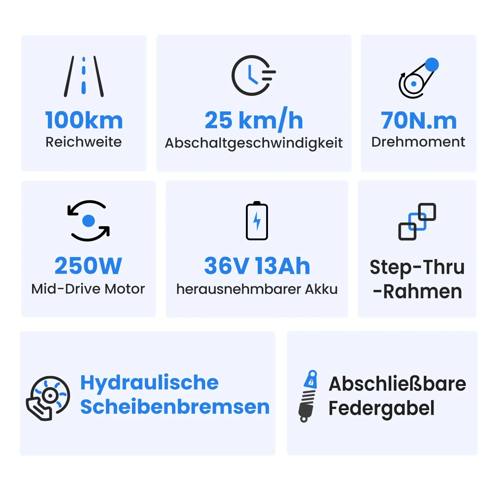 Touroll MA2 27.5'' E-Bike für Erwachsene, Cityräder Elektrofahrrad mit 250W 70N.M Mittelmotor Motor und 36V 468Wh Akku, Reichweite 100km, Hydraulische Scheibenbremse Ebikes für Herren Damen (Grau) - Image 9