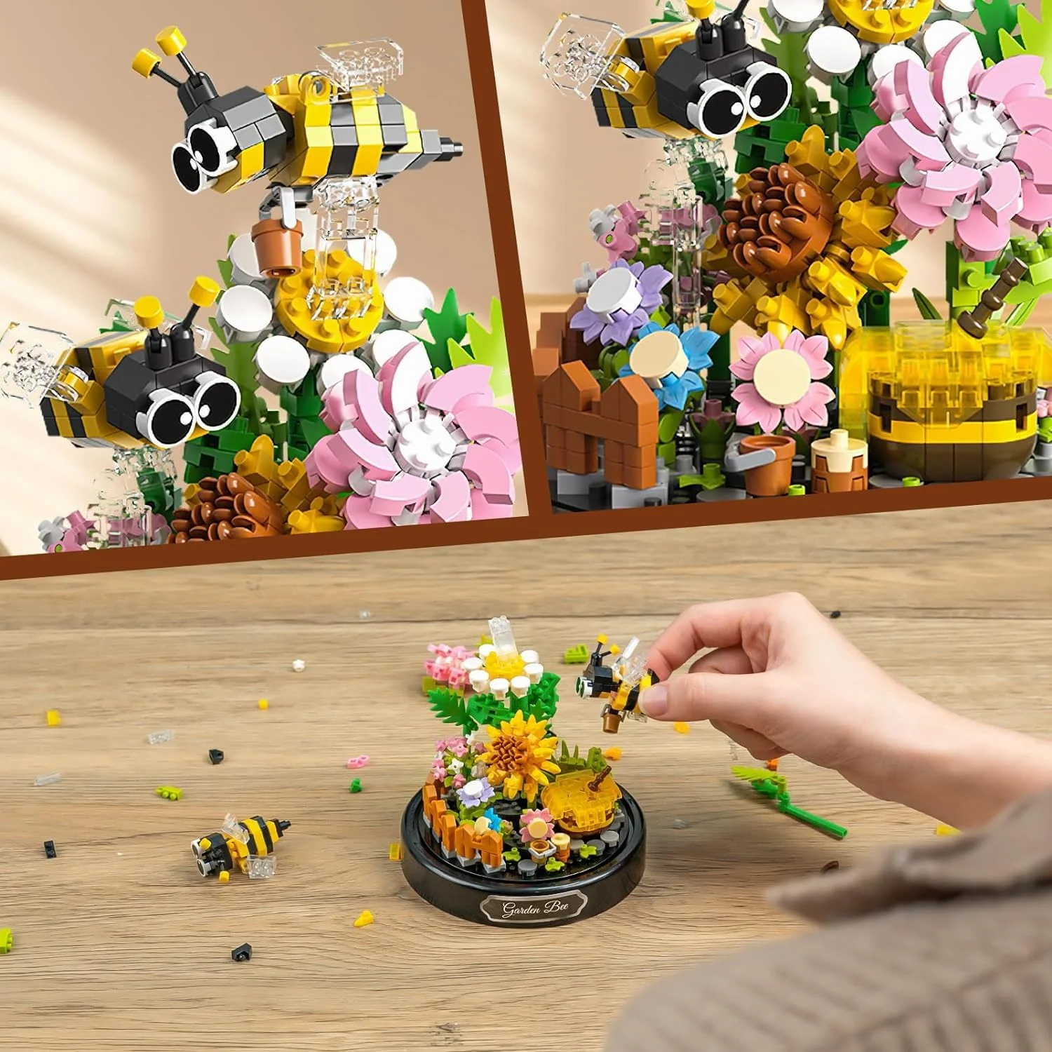 TOY PLAYER Biene Blumen Micro Mini Baustein Set, Blumen Insekten klemmbausteine Bausteine mit Staubdichte Kuppel Und Sockel,Geschenk für Mädchen ab 6 Jahren und Erwachsene (588 PCS) - Image 5