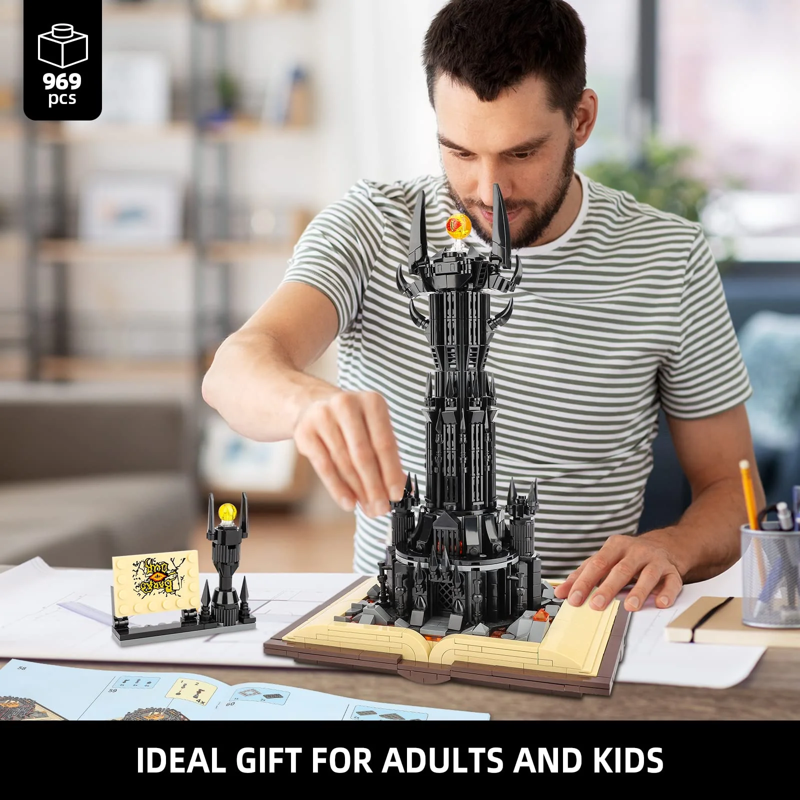 TOY PLAYER Moc Ideas Architecture Klemmbausteine,Kompatibel Mit Lego Lord Film STEM The Magic Rings Dark Tower Bausteinen deko Geschenk für Erwachsene und Jungen ab 6-16+(969 pcs) - Image 3