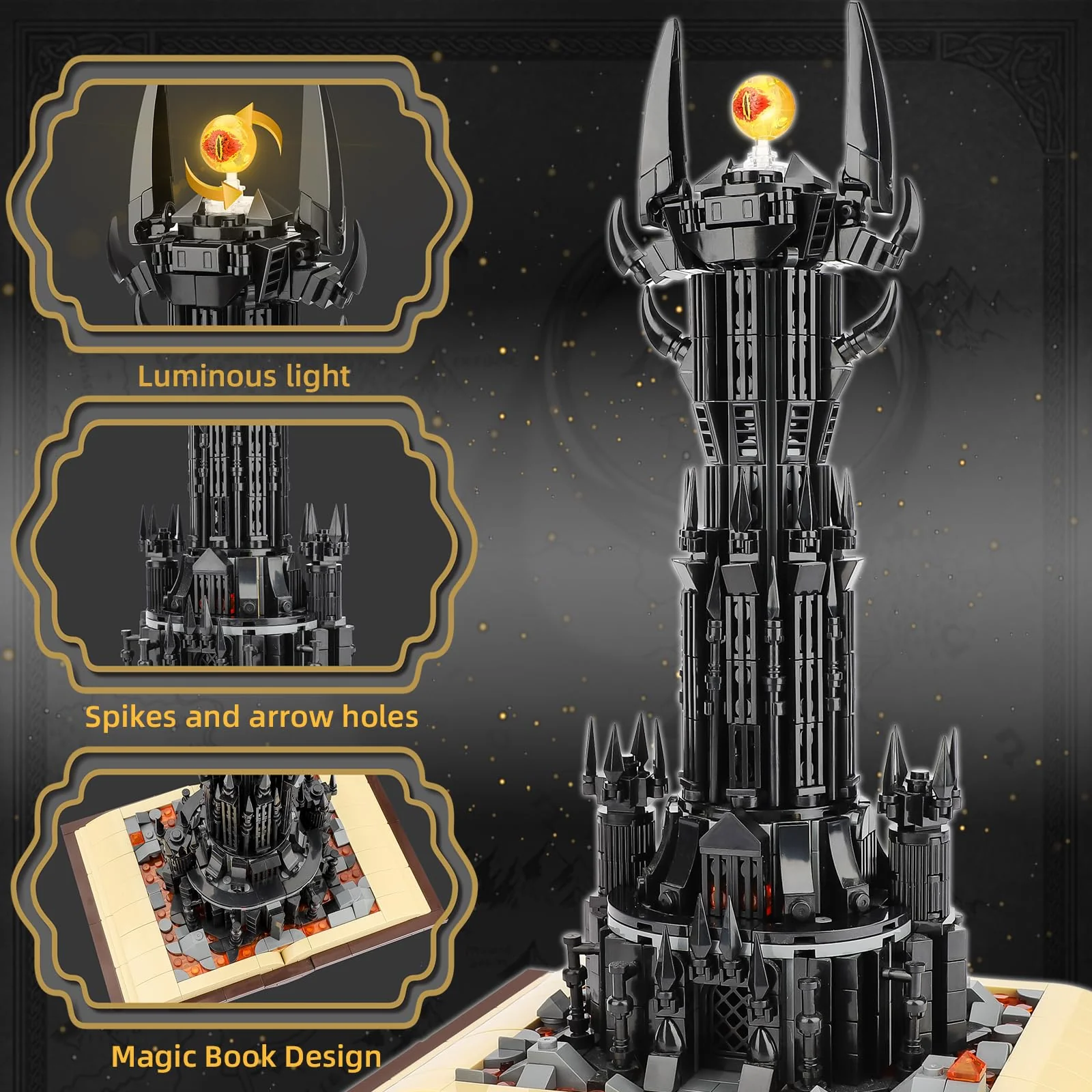 TOY PLAYER Moc Ideas Architecture Klemmbausteine,Kompatibel Mit Lego Lord Film STEM The Magic Rings Dark Tower Bausteinen deko Geschenk für Erwachsene und Jungen ab 6-16+(969 pcs) - Image 6