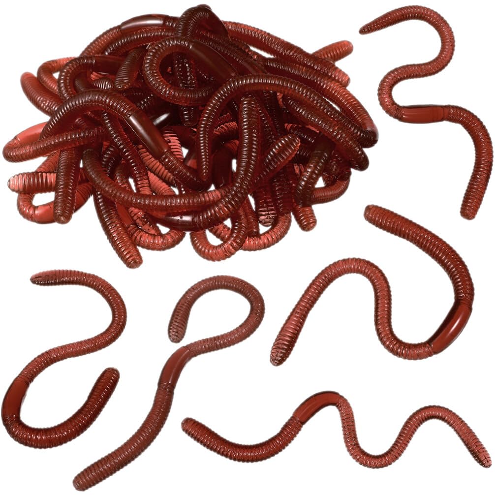 TOYANDONA 30st Künstlicher Regenwurm Gefälschte Würmermodelle Streich-Requisiten Prank Props Realistic Earthworms Dehnbare Regenwürmer Aus Fake Worm Plastik Spielzeug Weiches Gummi