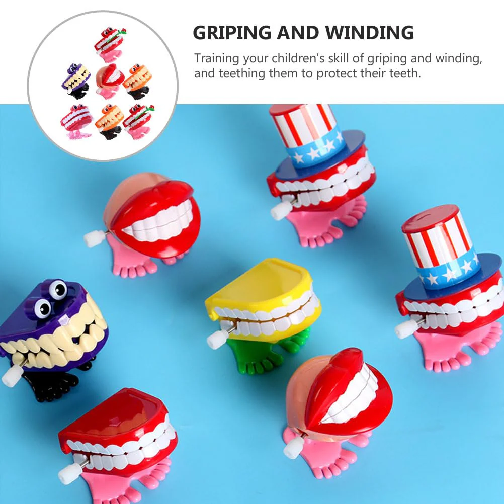 TOYANDONA 7pcs Zähne Spielzeug Aufziehspielzeug Wind Up Figur Klapperzähne Gebiss zum Vorführen Zahnpflege Halloween Dekoration Mitgebsel Kindergeburtstag für Jungen Mädchen - Image 5