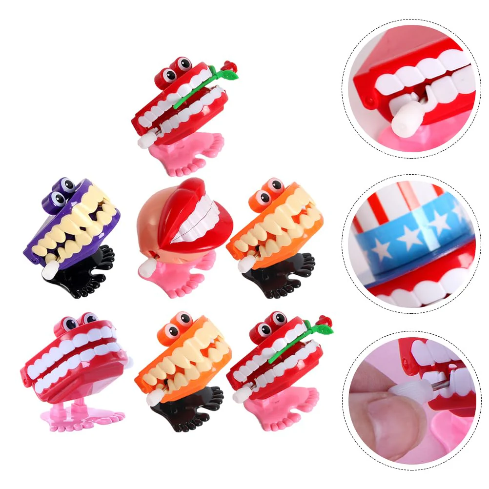 TOYANDONA 7pcs Zähne Spielzeug Aufziehspielzeug Wind Up Figur Klapperzähne Gebiss zum Vorführen Zahnpflege Halloween Dekoration Mitgebsel Kindergeburtstag für Jungen Mädchen - Image 7