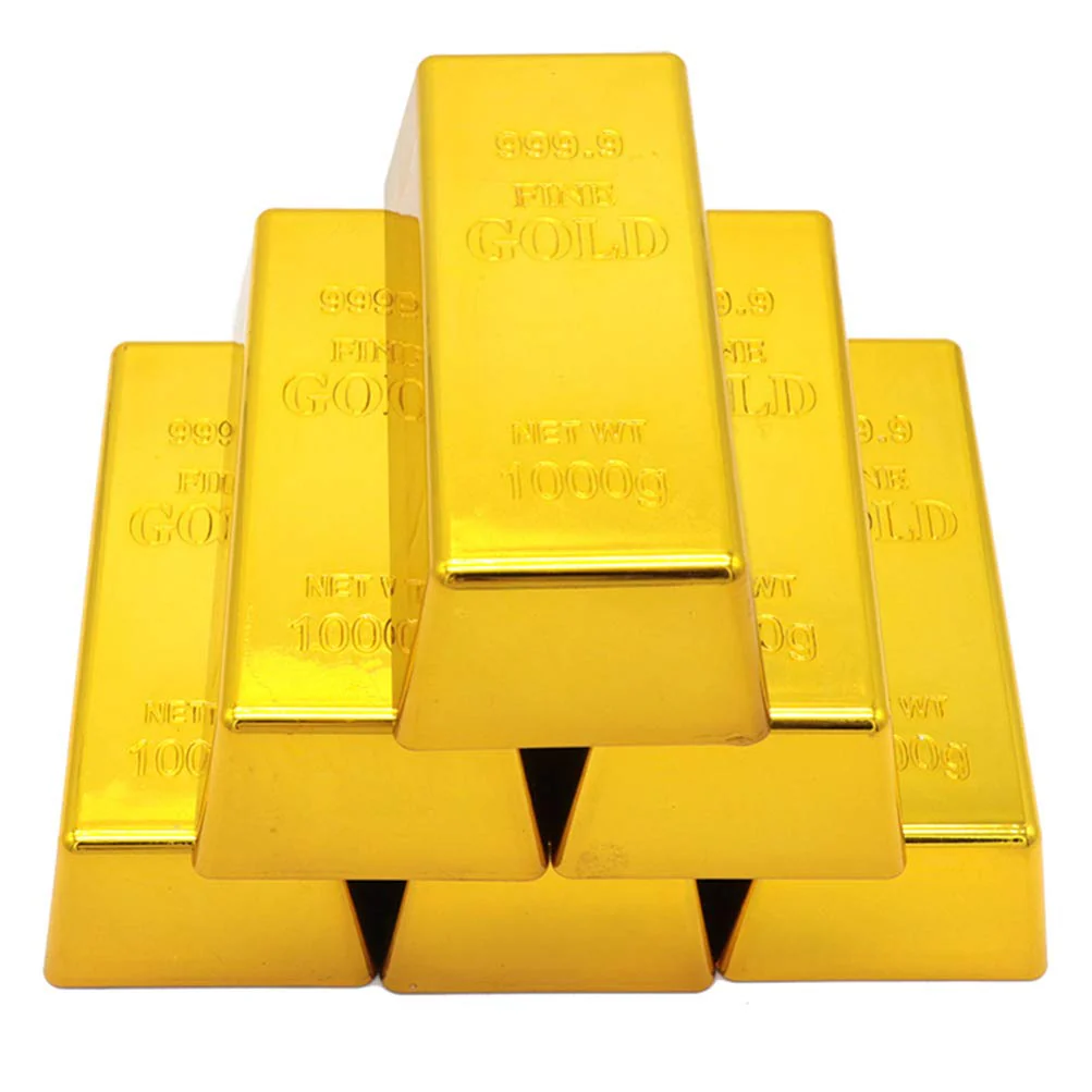 TOYANDONA Replik Goldbarren Kunststoff Gefälschte Goldene Backstein Goldbarren Film Prop Neuheit Witz Geschenk Türstopper Briefbeschwerer für Western Cowboy Piraten Casino Party