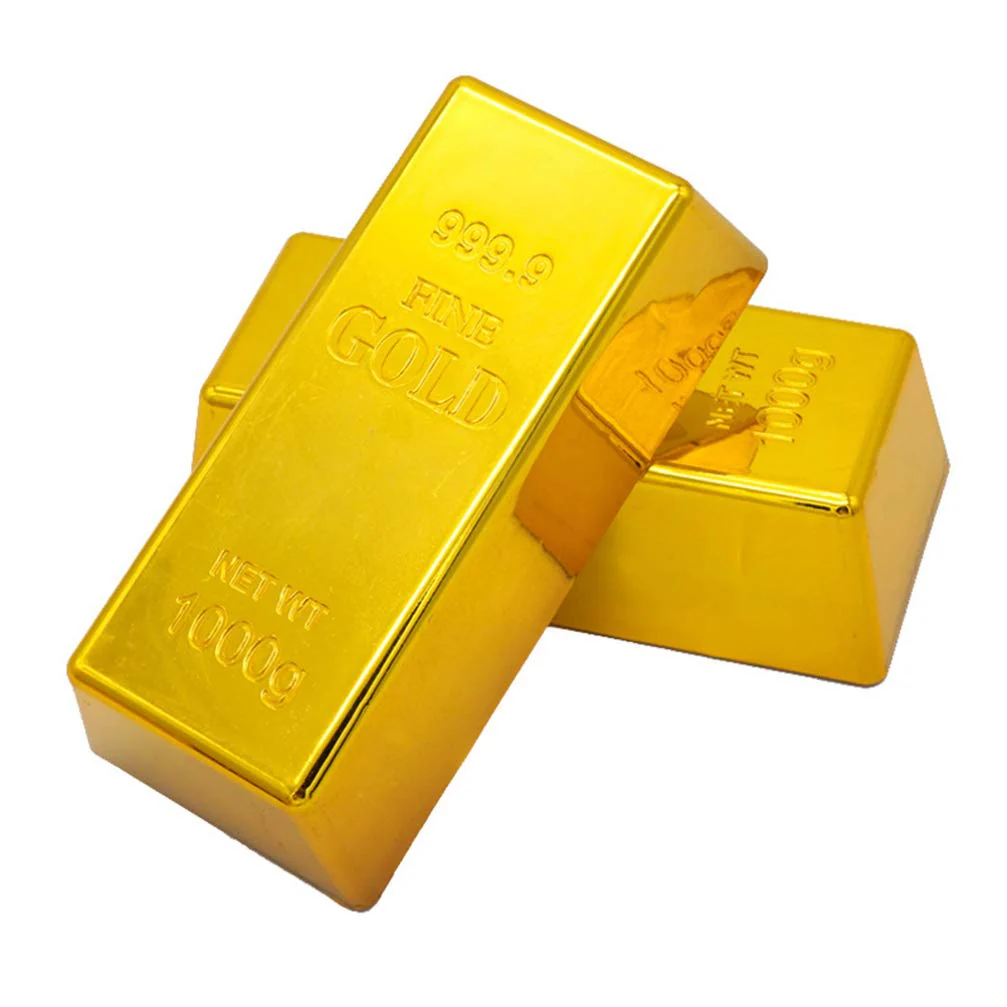 TOYANDONA Replik Goldbarren Kunststoff Gefälschte Goldene Backstein Goldbarren Film Prop Neuheit Witz Geschenk Türstopper Briefbeschwerer für Western Cowboy Piraten Casino Party - Image 2