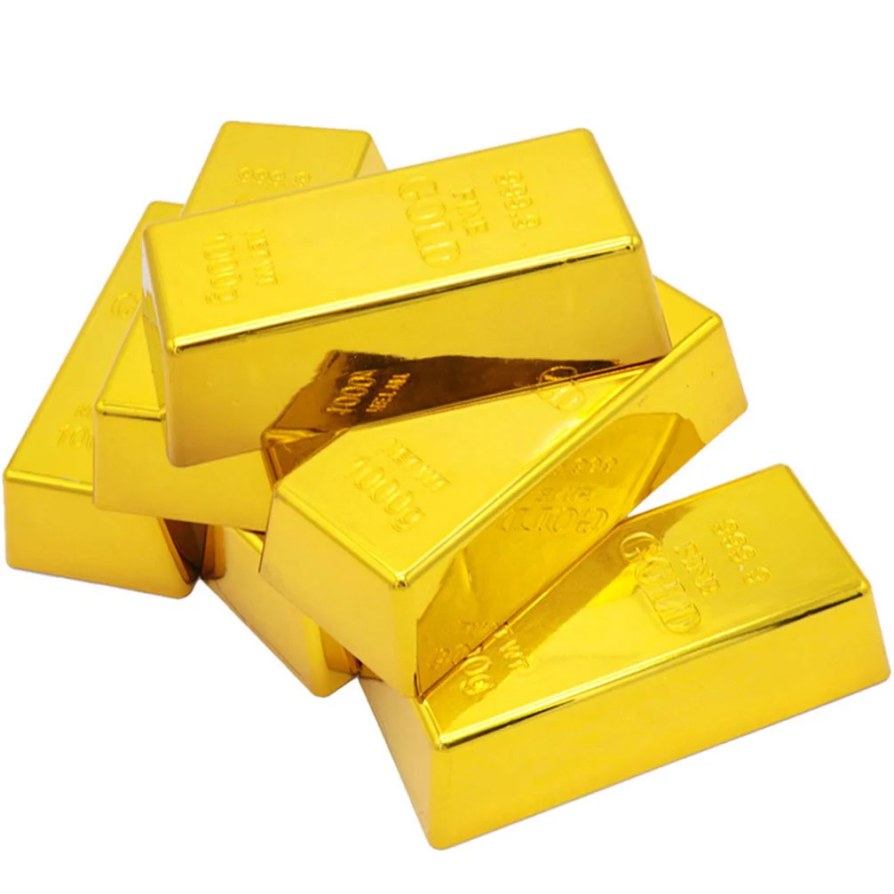 TOYANDONA Replik Goldbarren Kunststoff Gefälschte Goldene Backstein Goldbarren Film Prop Neuheit Witz Geschenk Türstopper Briefbeschwerer für Western Cowboy Piraten Casino Party - Image 3