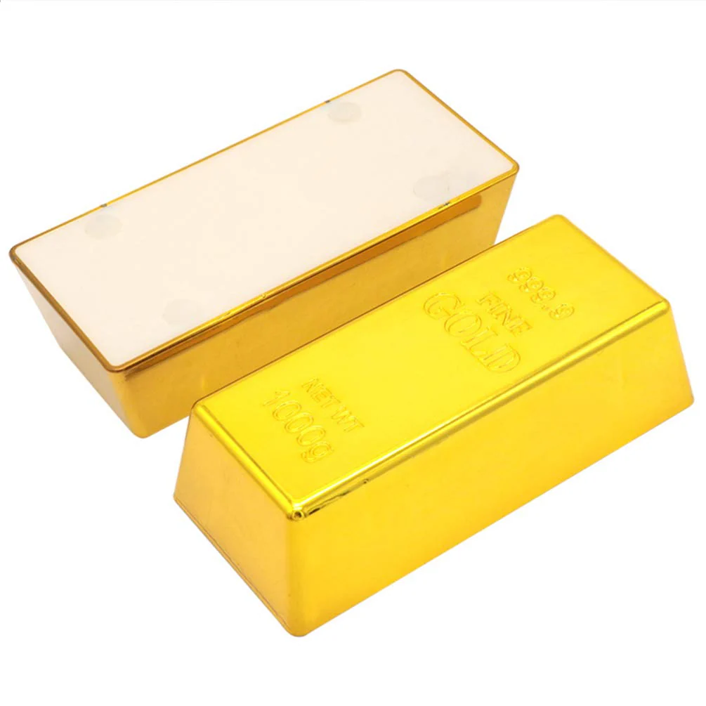 TOYANDONA Replik Goldbarren Kunststoff Gefälschte Goldene Backstein Goldbarren Film Prop Neuheit Witz Geschenk Türstopper Briefbeschwerer für Western Cowboy Piraten Casino Party - Image 4