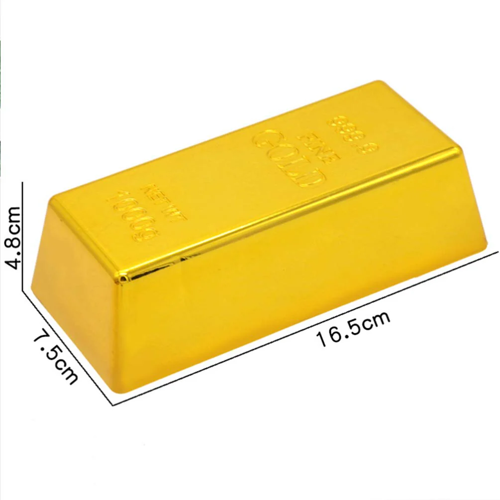 TOYANDONA Replik Goldbarren Kunststoff Gefälschte Goldene Backstein Goldbarren Film Prop Neuheit Witz Geschenk Türstopper Briefbeschwerer für Western Cowboy Piraten Casino Party - Image 5