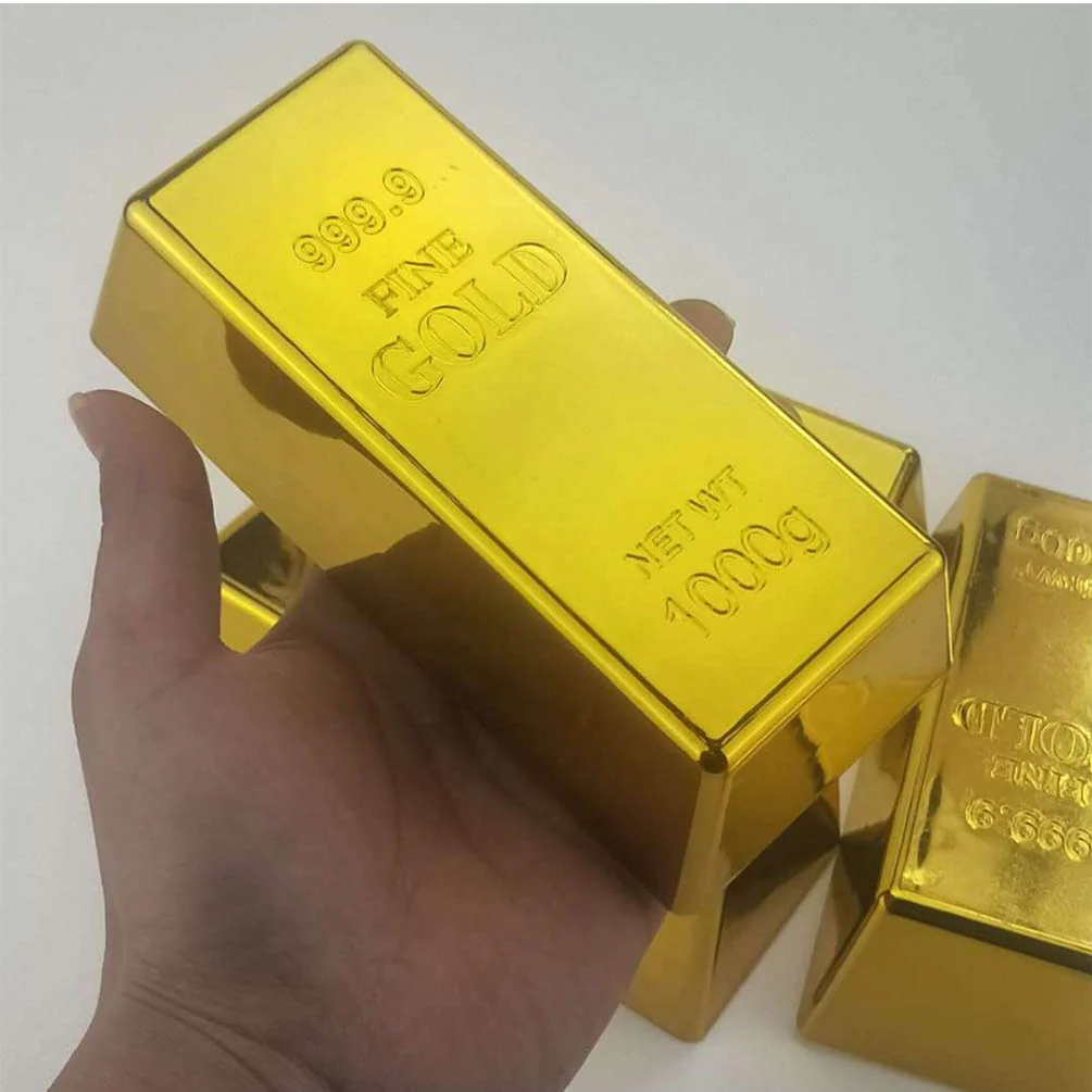 TOYANDONA Replik Goldbarren Kunststoff Gefälschte Goldene Backstein Goldbarren Film Prop Neuheit Witz Geschenk Türstopper Briefbeschwerer für Western Cowboy Piraten Casino Party - Image 8