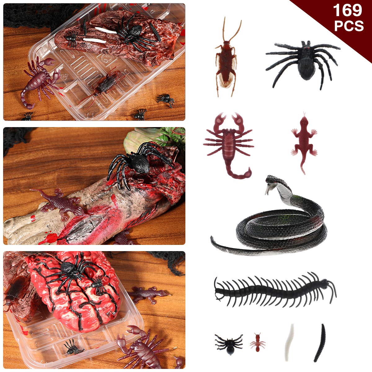 Toyvian Kunststoff Realistische Bugs, 169stücke Teiliges Von Halloween Insekten Deko Für Pranks Und Bildung Simulierte Insektenfiguren Für Halloween Partys Aprilscherz Streich Set Und Kinder Spielen - Image 9
