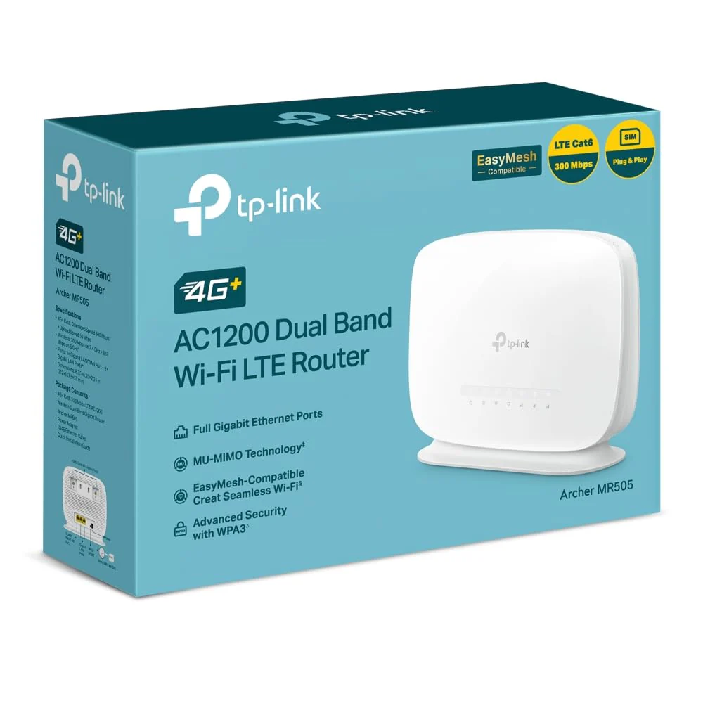 TP-Link Archer MR505 LTE Router, 4G+ Router unterstützt SIM Karten, 4G+ Cat6 bis zu 300Mbps, WLAN Dual-Band AC1200, Gigabit-LAN/WAN-Anschlüsse, Plug and Play, bis zu 64 Geräte, Gast-Netzwerk - Image 4