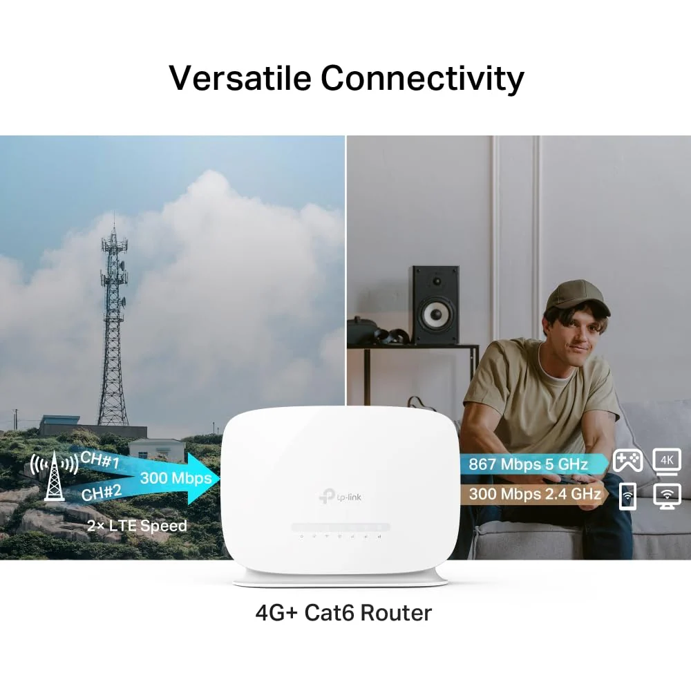 TP-Link Archer MR505 LTE Router, 4G+ Router unterstützt SIM Karten, 4G+ Cat6 bis zu 300Mbps, WLAN Dual-Band AC1200, Gigabit-LAN/WAN-Anschlüsse, Plug and Play, bis zu 64 Geräte, Gast-Netzwerk - Image 6