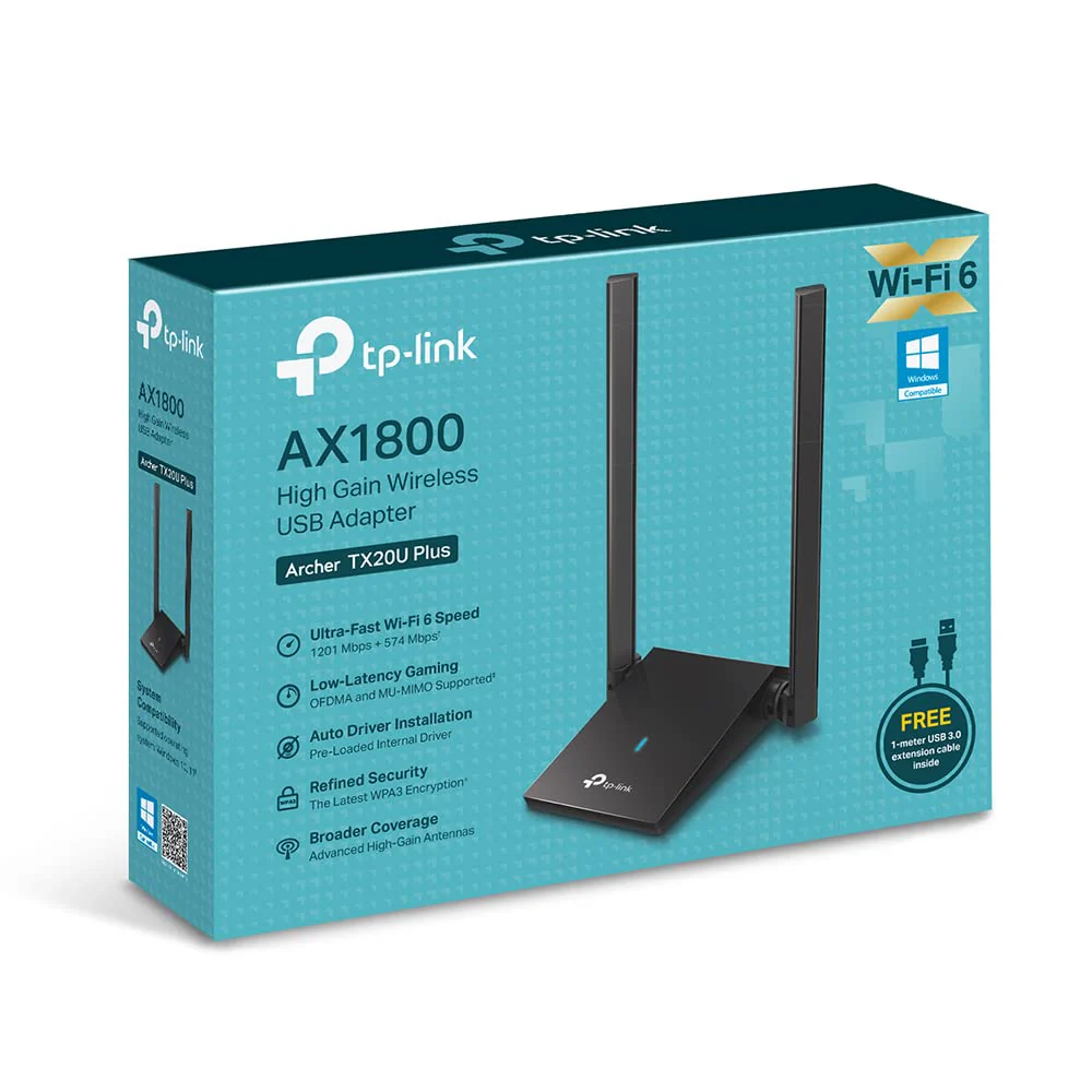 TP-Link Archer TX20U Plus WLAN Stick Für PC, WiFi 6 AX1800 Dual Band, USB 3.0, MU-MIMO, Antennen mit hoher Verstärkung, WPA3-Verschlüsselung, Kompatibel mit Windows 11/10, Schwarz, único - Image 6