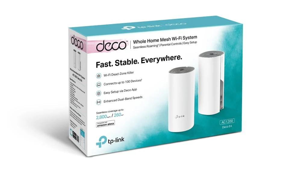 TP-Link Deco E4 Mesh WLAN Set (2er Pack), AC1200 Dual Band Router & Repeater (Reichweite bis zu 260m², ideal für große Häuser mit mehreren Geräten, 4x 100Mbit/s Ports) weiß - Image 3