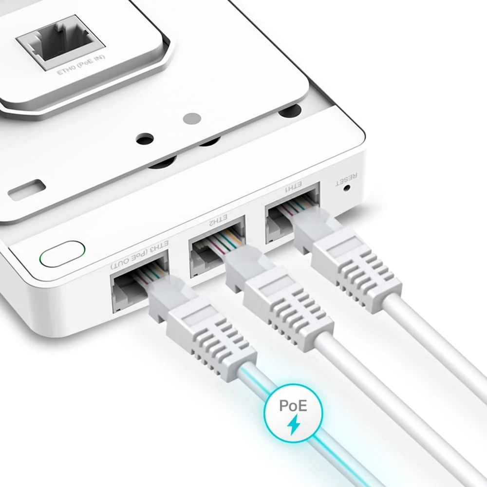TP-Link EAP615-Wall AX1800 Dual-Band Wi-Fi 6 Accesspoint, 4 Gigabit-Ports, 802.3af/at PoE, Ein Anschluss unterstützt PoE OUT (max. 13 W), Omada SDN - Image 2