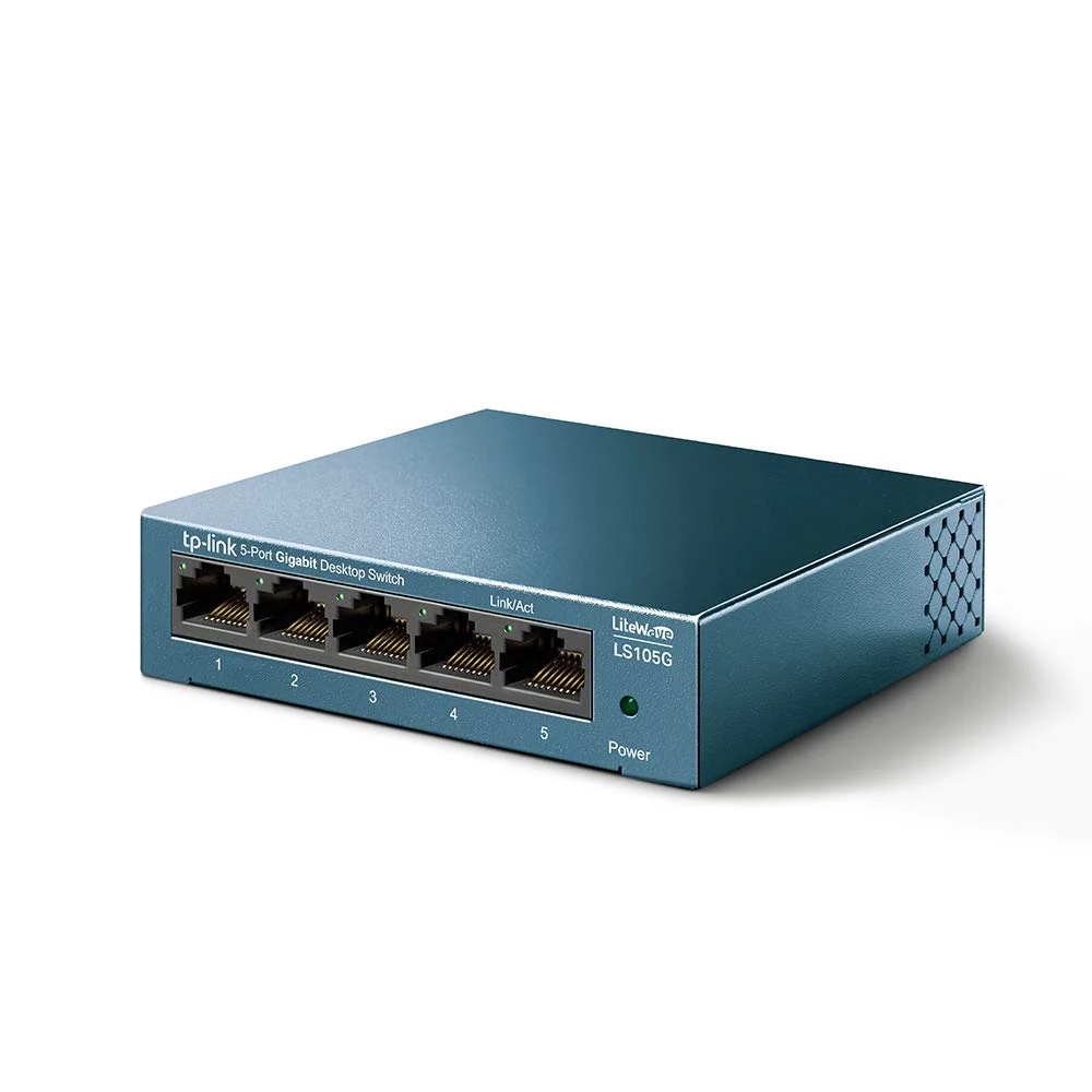 TP-Link LS105G 5-Ports Gigabit Netzwerk Switch (5 RJ-45 Lan Ports, robustes Metallgehäuse, 802.1P/DSCP QoS, Plug-and-Play, lüfterlos) blau metallic - Image 4