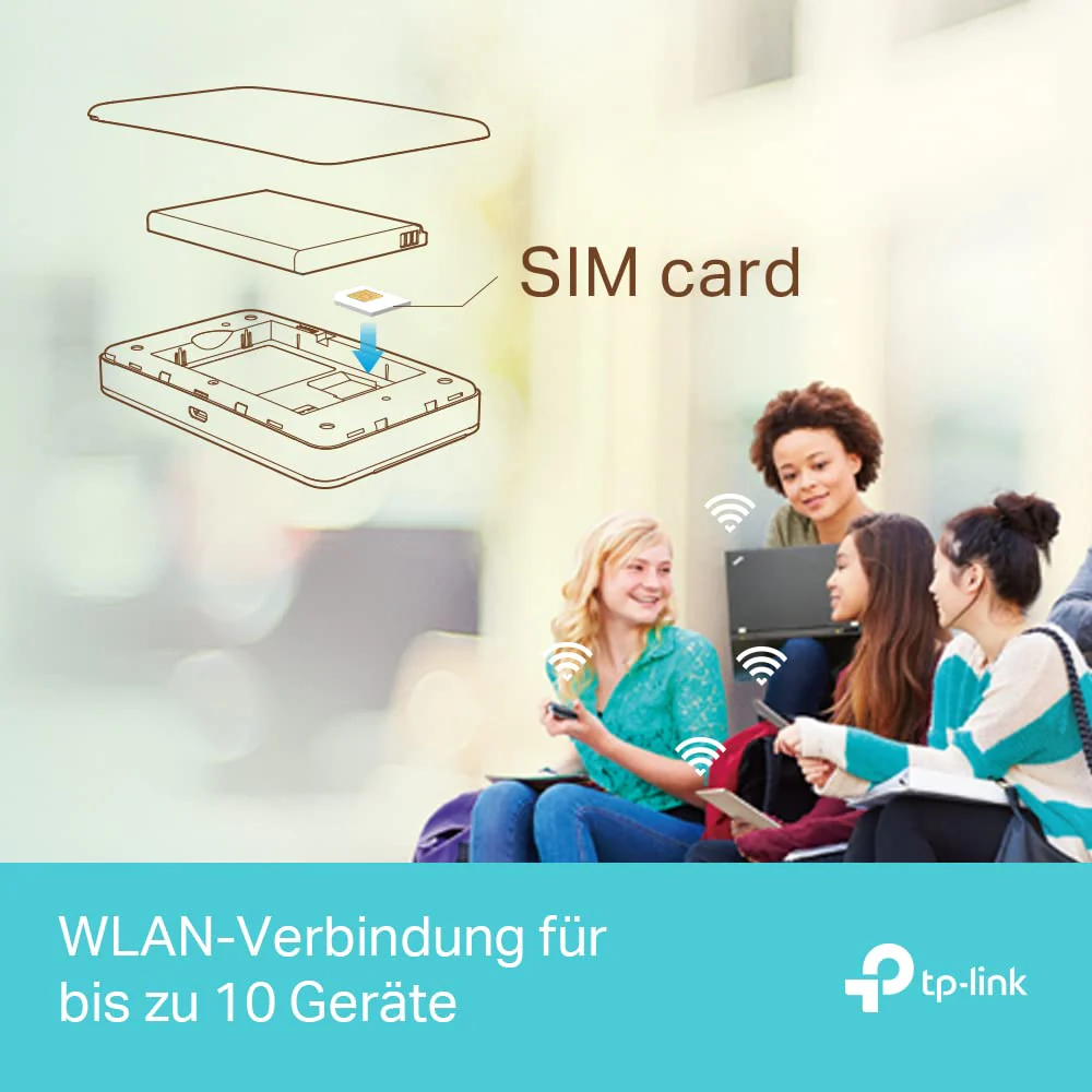 TP-Link M7350 - 4G (CAT4) Tragbarer WLAN-Router, MiFi, Farbbildschirm, 150 Mbit/s, 2000-mAh-Akku (8 Std.), Verbindung von 10 Geräten gleichzeitig, einfache Konfiguration, Farbe Schwarz - Image 2