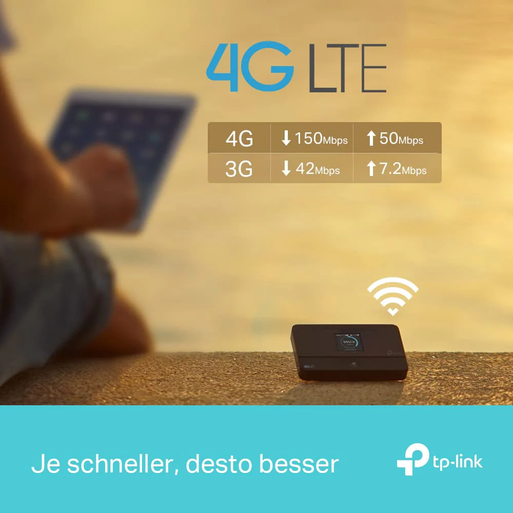 TP-Link M7350 - 4G (CAT4) Tragbarer WLAN-Router, MiFi, Farbbildschirm, 150 Mbit/s, 2000-mAh-Akku (8 Std.), Verbindung von 10 Geräten gleichzeitig, einfache Konfiguration, Farbe Schwarz - Image 6