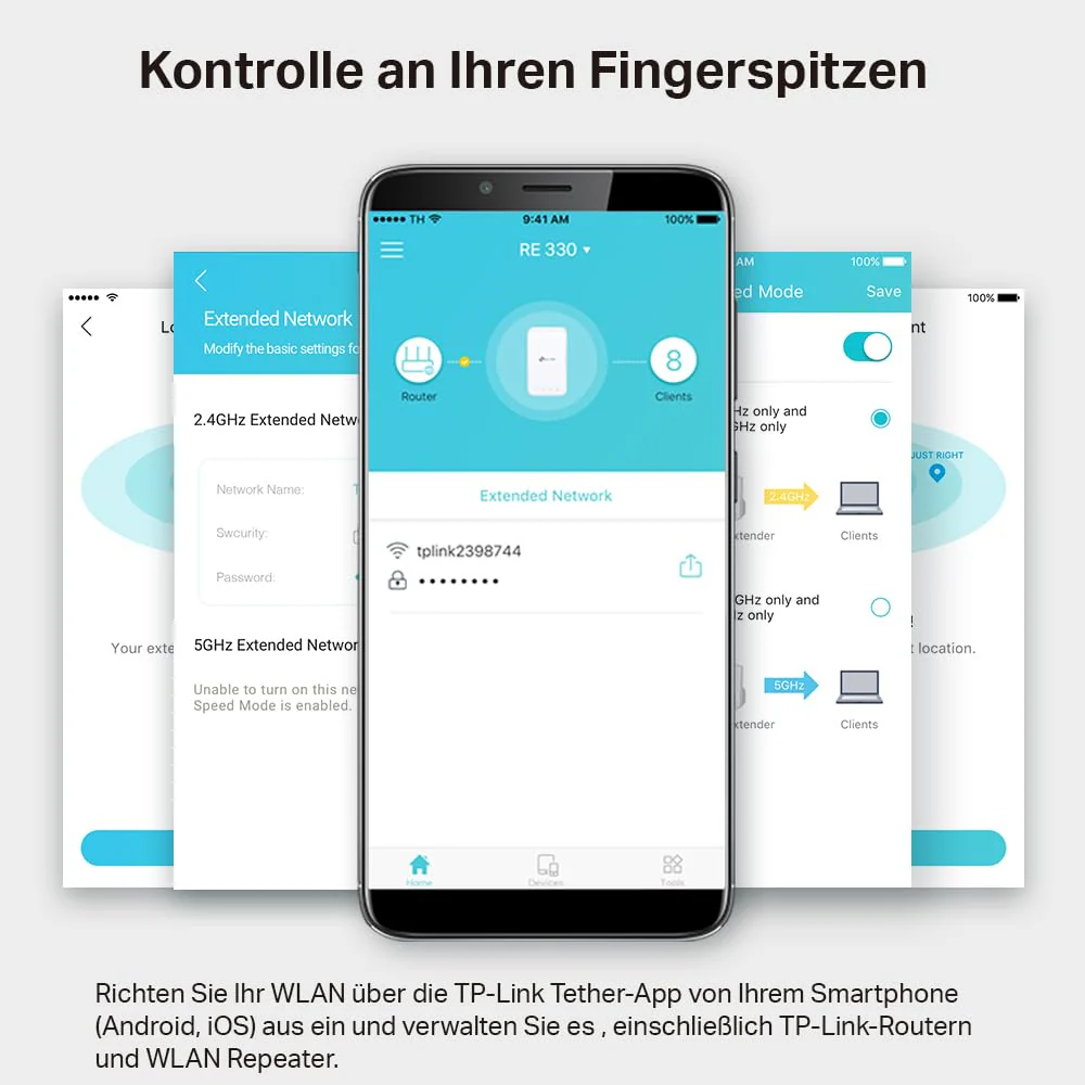 TP-Link RE230 WLAN Verstärker Repeater AC750 (433MBit/s 5GHz + 300MBit/s 2,4GHz, App Steuerung, Signalstärkeanzeige, kompatibel zu allen WLAN Router, AP Modus)weiß - Image 6