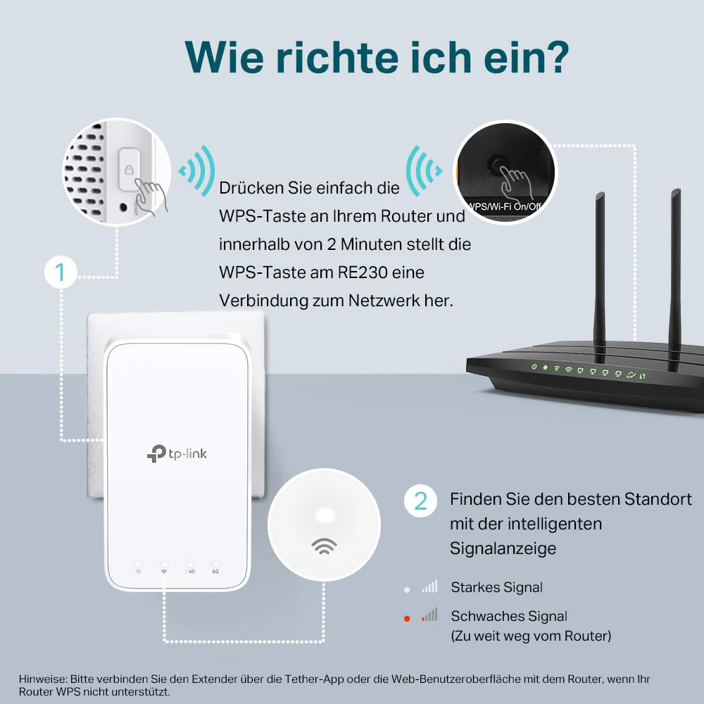 TP-Link RE230 WLAN Verstärker Repeater AC750 (433MBit/s 5GHz + 300MBit/s 2,4GHz, App Steuerung, Signalstärkeanzeige, kompatibel zu allen WLAN Router, AP Modus)weiß - Image 8