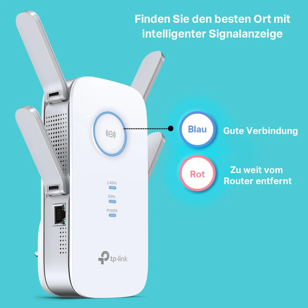 TP-Link RE655 WLAN Verstärker Repeater AC2600 (Dual-WLAN AC + N, 1733 MBit/s 5GHz + 800MBit/s 2,4GHz, Gigabit-LAN-Port, App Steuerung, maximale Abdeckung, kompatibel zu allen WLAN Geräten) - Image 4