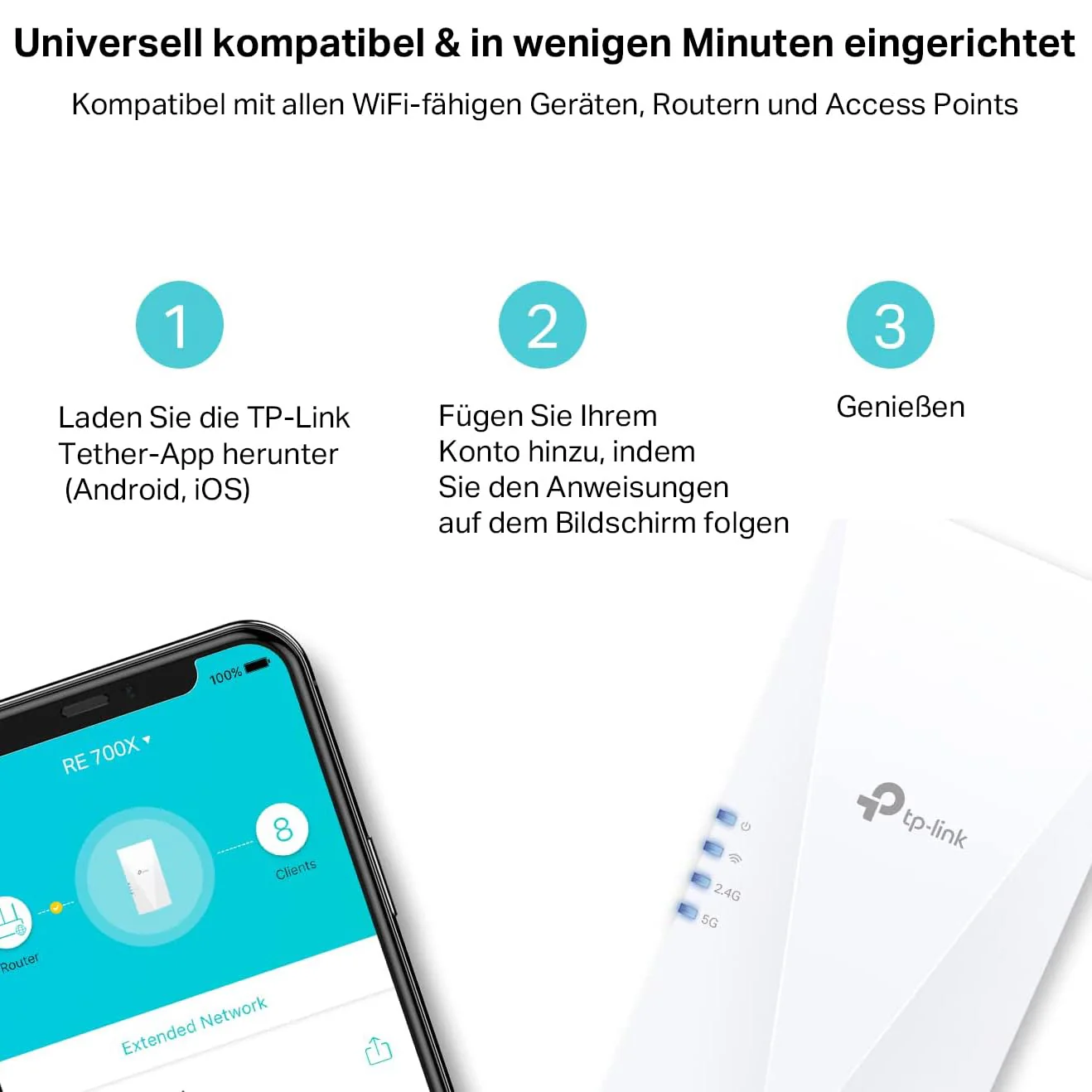 TP-Link RE700X WiFi 6 WLAN Verstärker Repeater AX3000, Dualband 2402MBit/s 5GHz + 574MBit/s 2,4GHz, MU-MIMO, Gigabit Port, empfohlen mit WiFi 6 Router, ideal für Apartments - Image 9