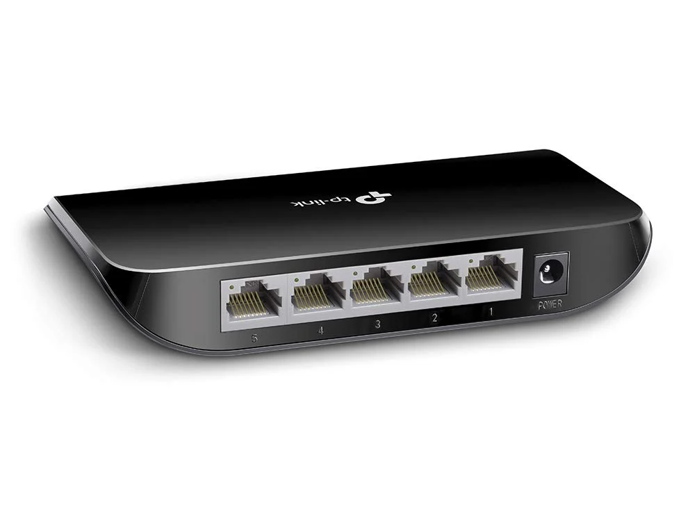TP-Link TL-SG1005D 5-Port Gigabit Desktop Switch (5 10/100/1000Mbps-RJ45-Ports, Autoabstimmung, Auto-MDI/MDIX, Green IT, 70% Energie einsparen, Plastikgehäuse) schwarz - Image 4