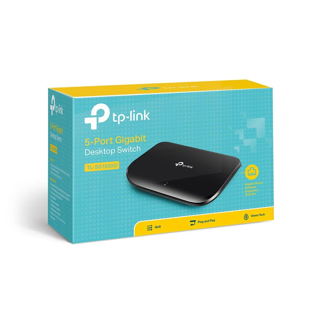 TP-Link TL-SG1005D 5-Port Gigabit Desktop Switch (5 10/100/1000Mbps-RJ45-Ports, Autoabstimmung, Auto-MDI/MDIX, Green IT, 70% Energie einsparen, Plastikgehäuse) schwarz - Image 5