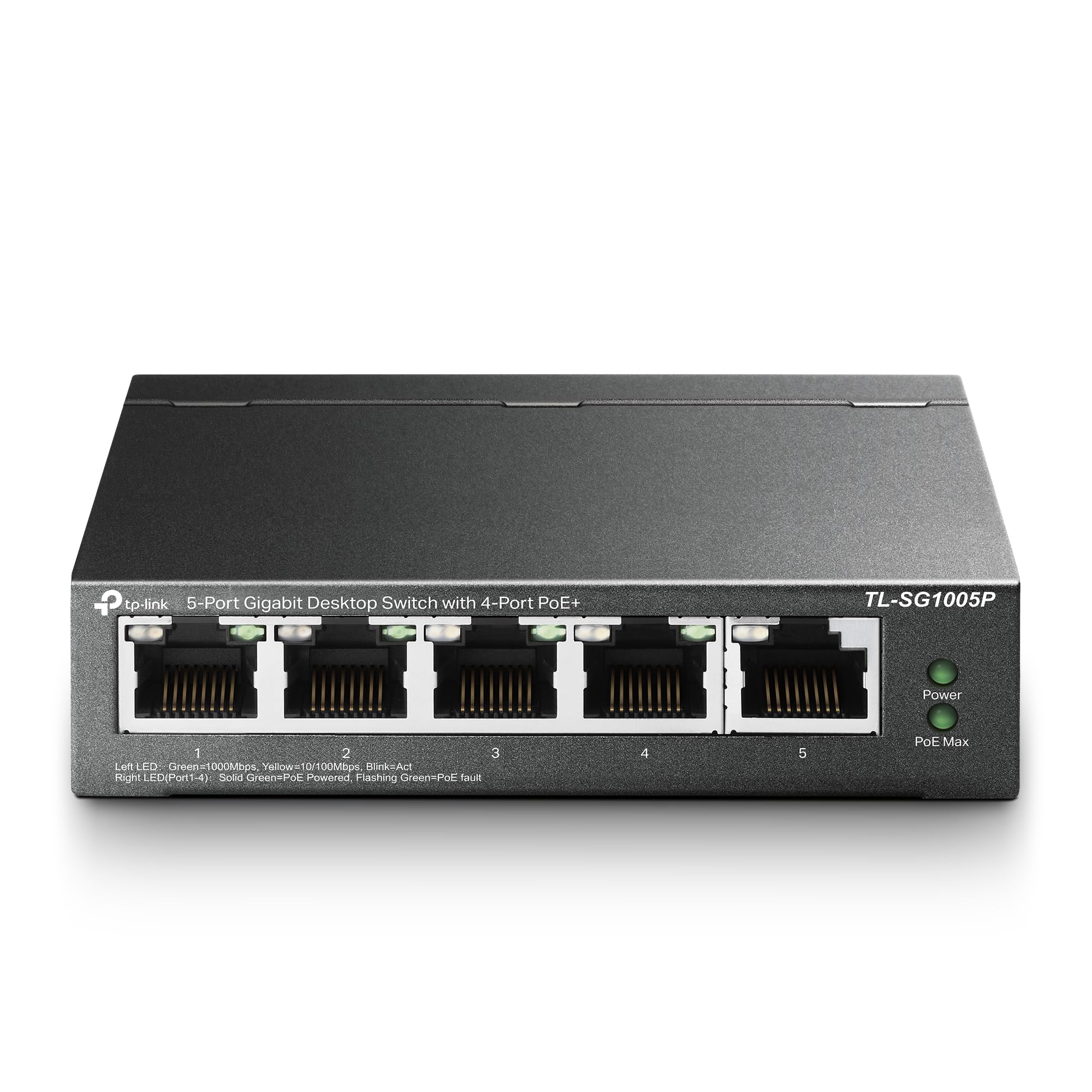 TP-Link TL-SG1005P PoE Switch 5-Port Gigabit Lan Switch mit 4 PoE+ Ports (65 Watt, IEEE-802.3af/at PoE,lüfterlos, Plug-and-Play, robustes Metallgehäuse) Schwarz - Image 5