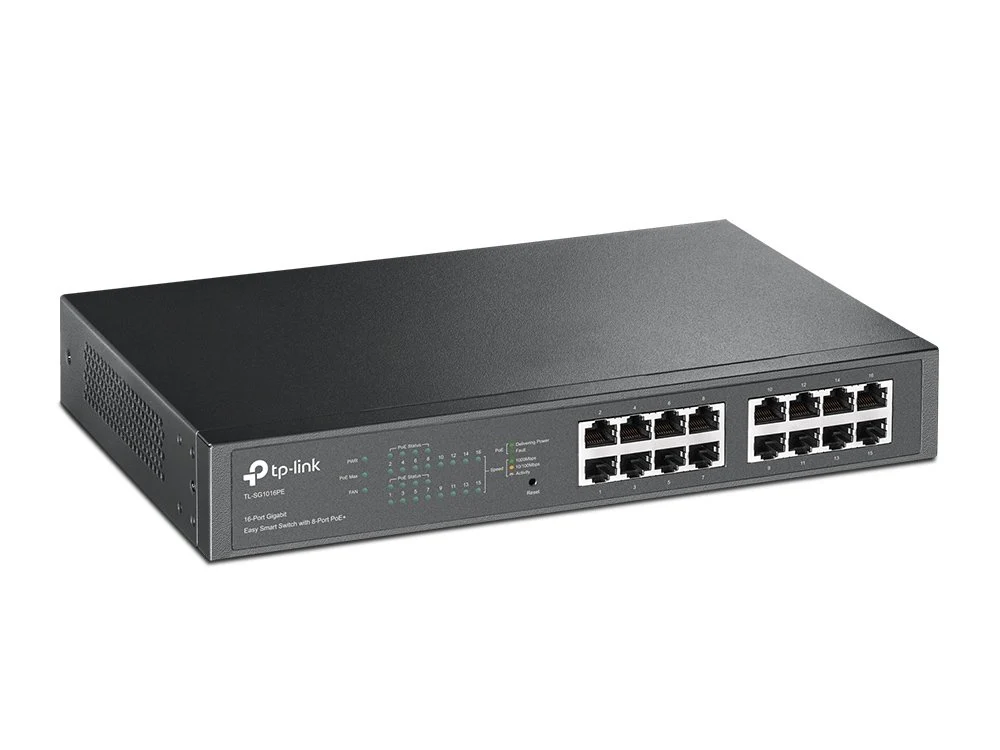 TP-Link TL-SG1016PE 16-Port Gigabit Easy Smart Switch mit 8-Port PoE+, bis zu 30 W pro Port und 150 W insgesamt, geschirmte RJ-45-Ports, 802.3af/at, Plug and Play, mit Lüfter - Image 6